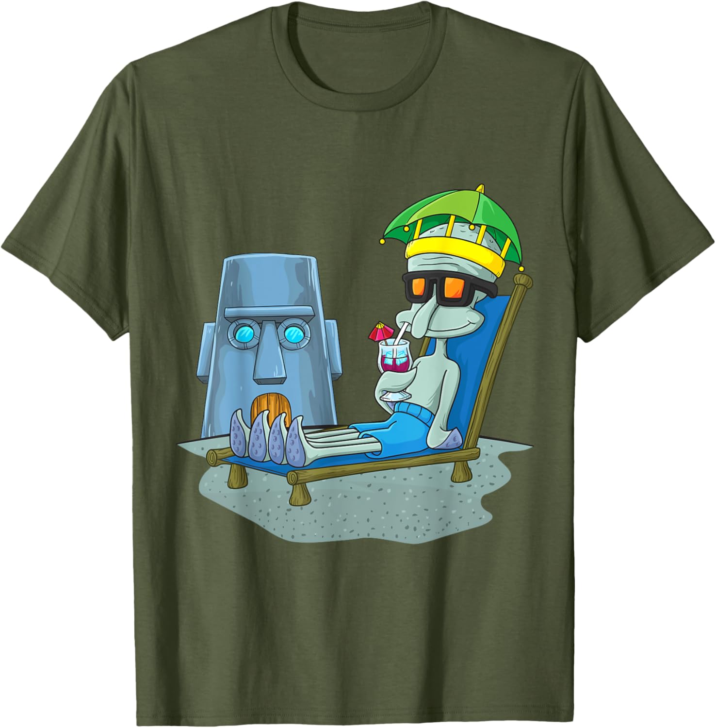Mademark x SpongeBob SquarePants Squidward Sunbathing T-Shirt for Fans - 18