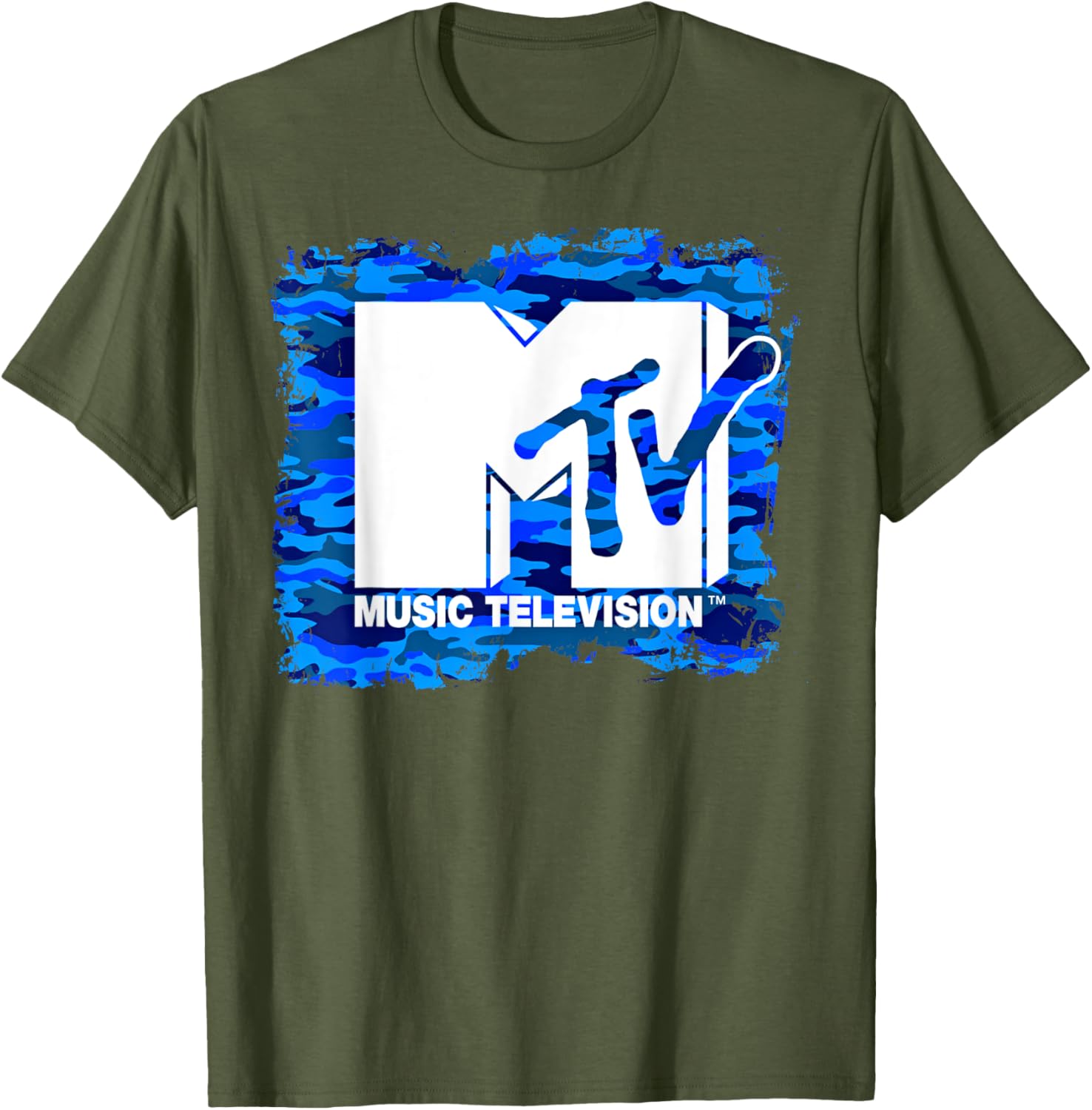 Mademark x MTV Fun Blue Camo Logo T-Shirt for Trendy Style - 4