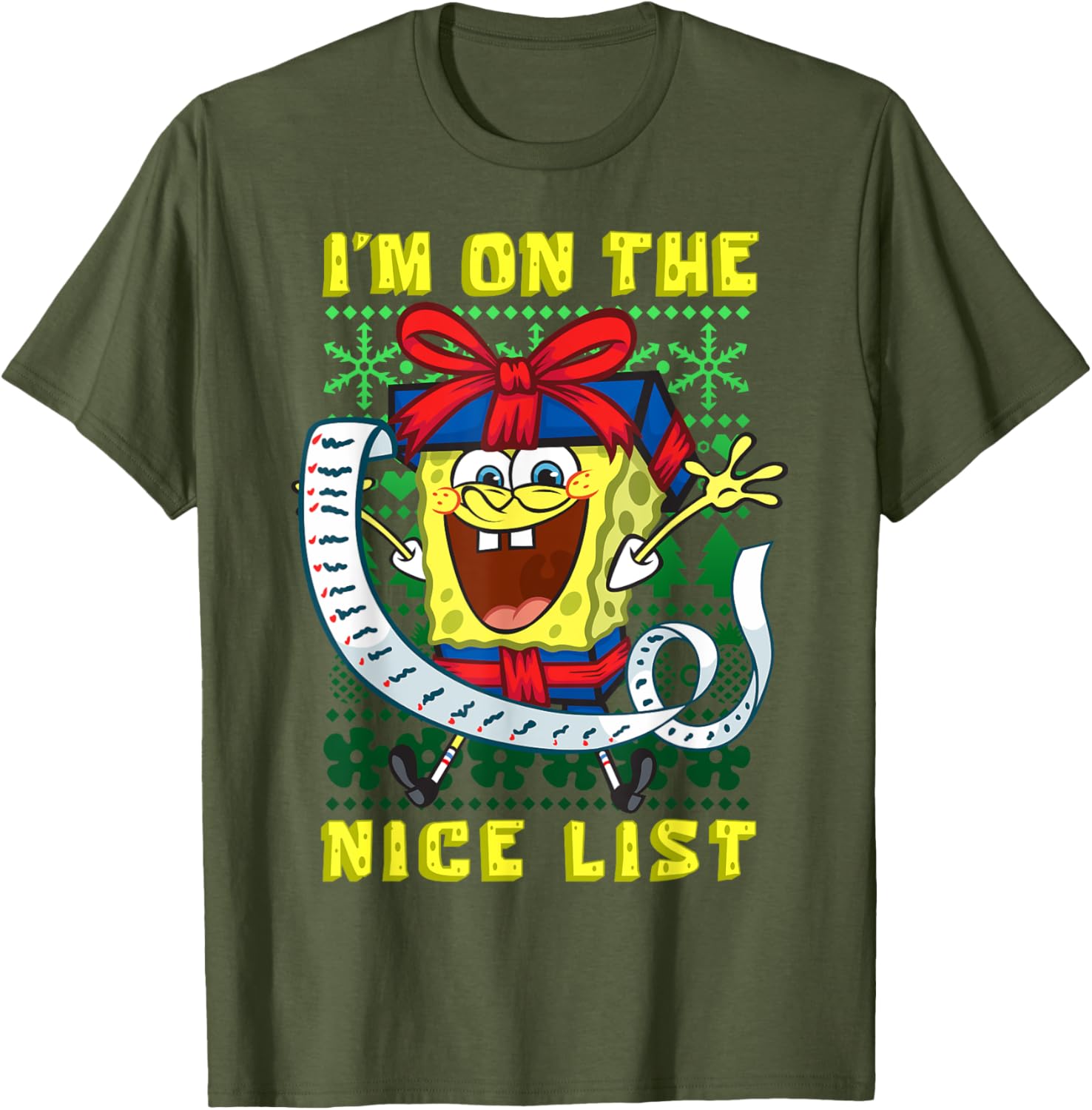 Mademark SpongeBob SquarePants Christmas Nice List T-Shirt for Kids - 19