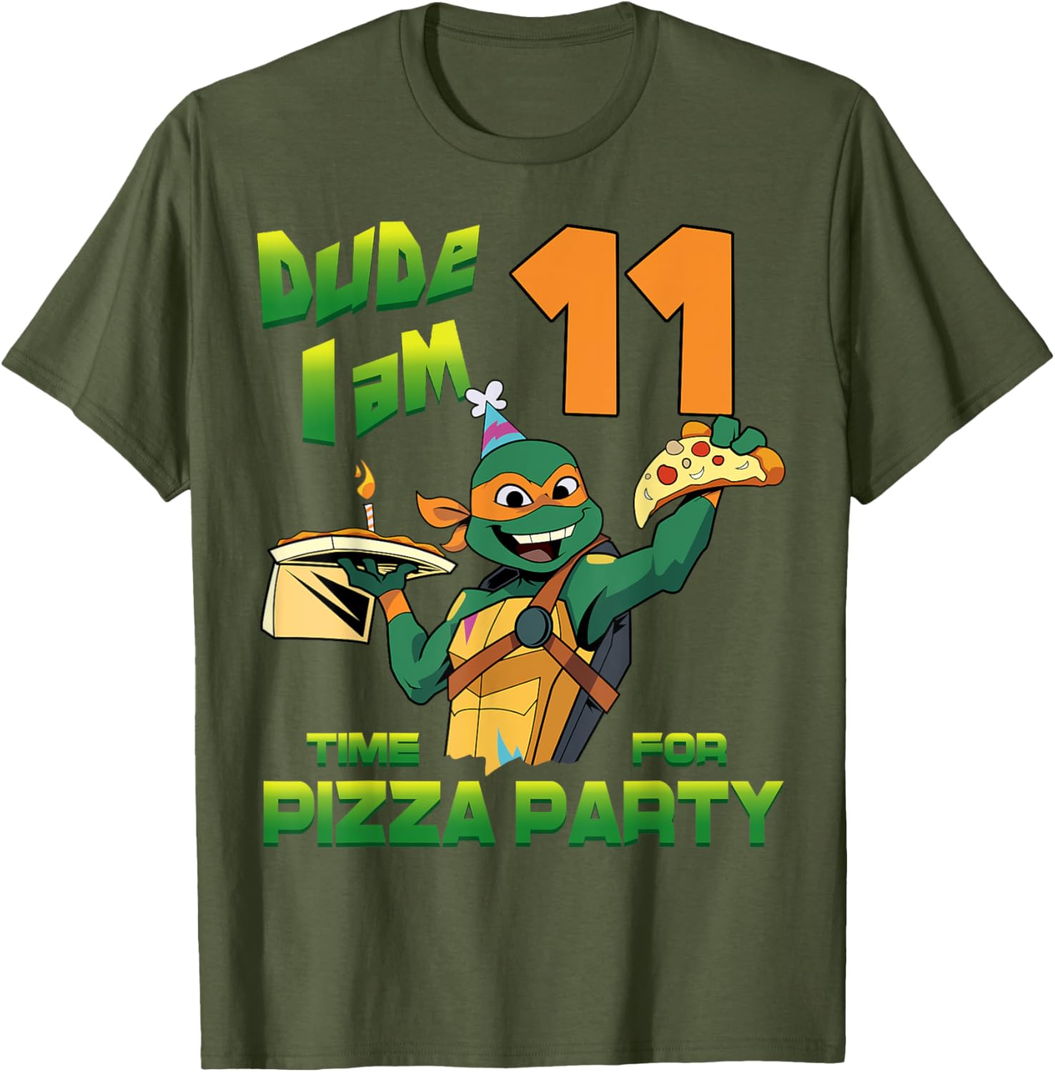 Mademark Teenage Mutant Ninja Turtles Mikey Pizza Birthday T-Shirt - 2