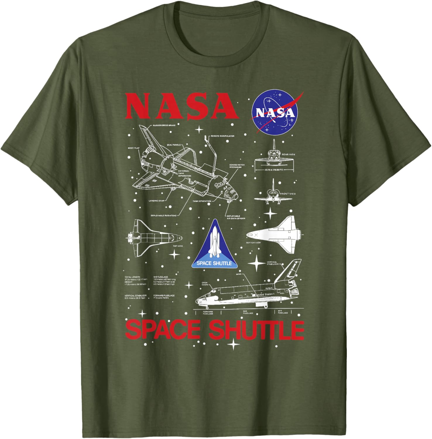 NASA Space Shuttle Blueprint T-Shirt for Space Enthusiasts and Fans - 5
