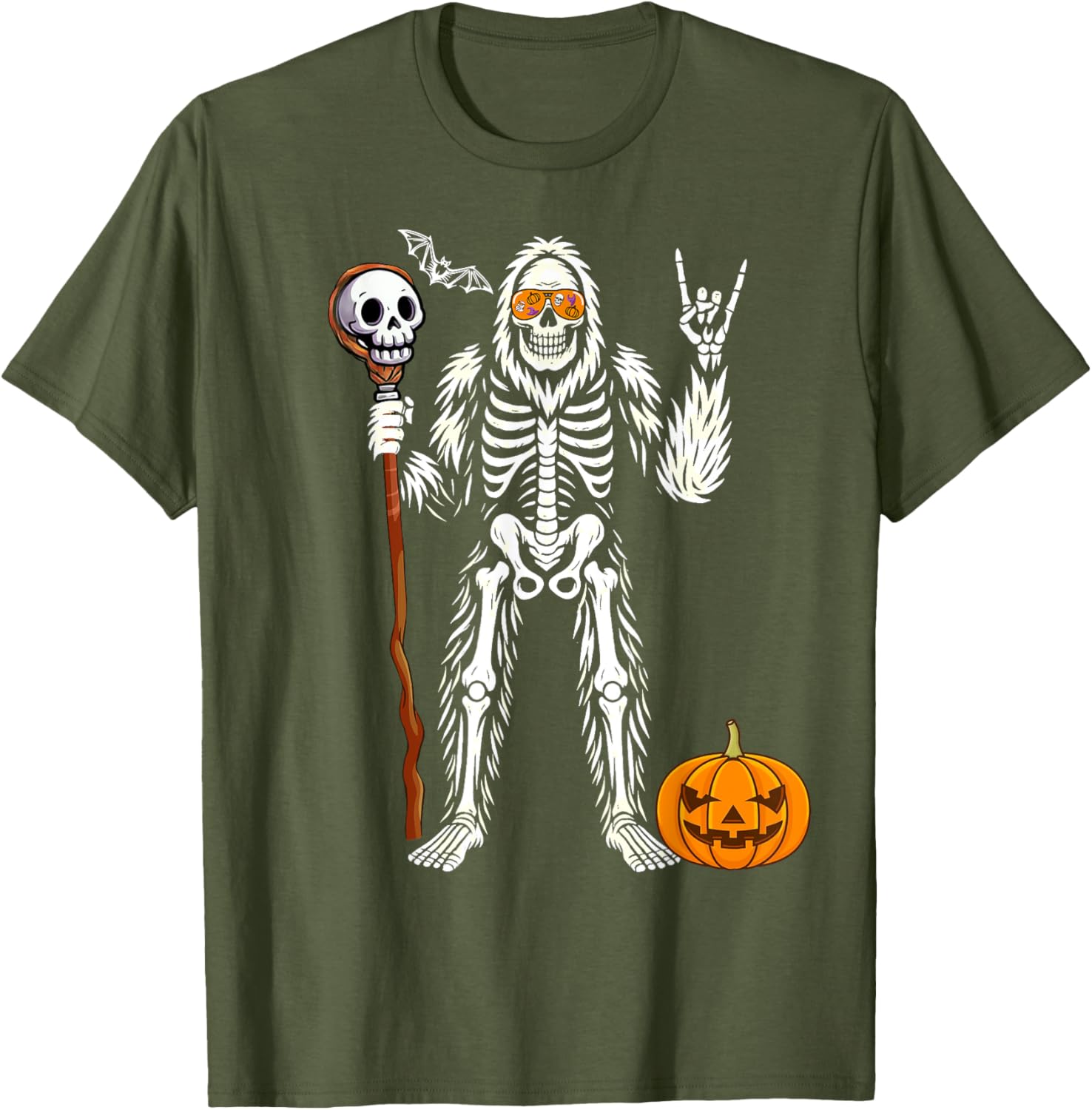Halloween Skeleton Bigfoot Pumpkin Skull T-Shirt for Men and Boys - 15