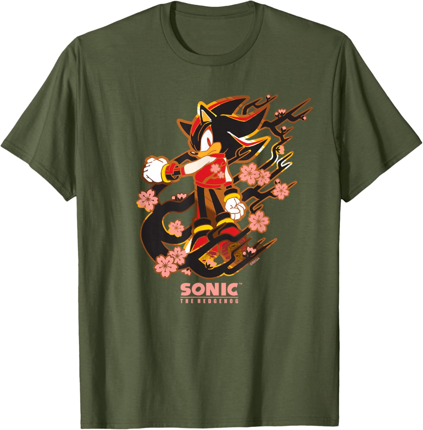 Sonic the Hedgehog Shadow T-Shirt with Cherry Blossoms Design - 20