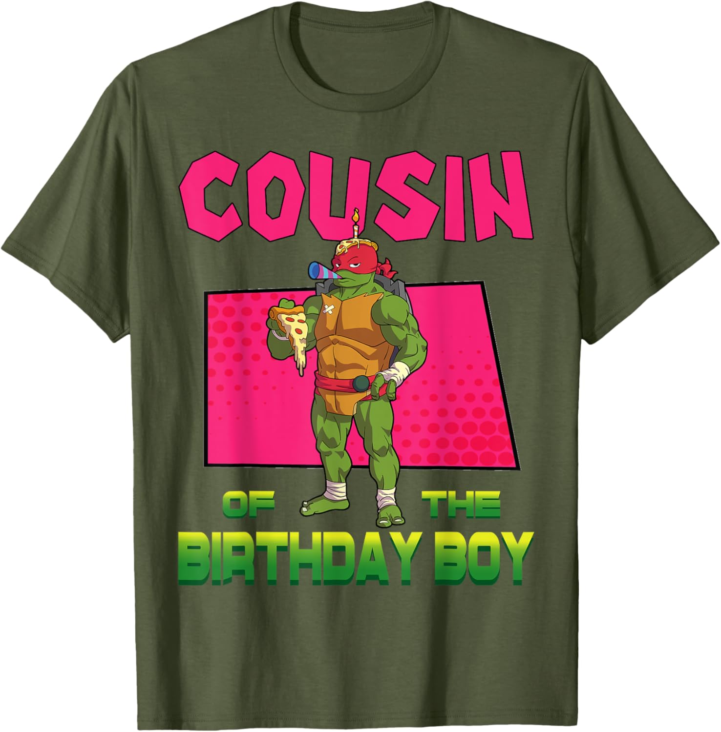 Mademark Teenage Mutant Ninja Turtles Raphael Birthday Pizza Party T-Shirt - 4