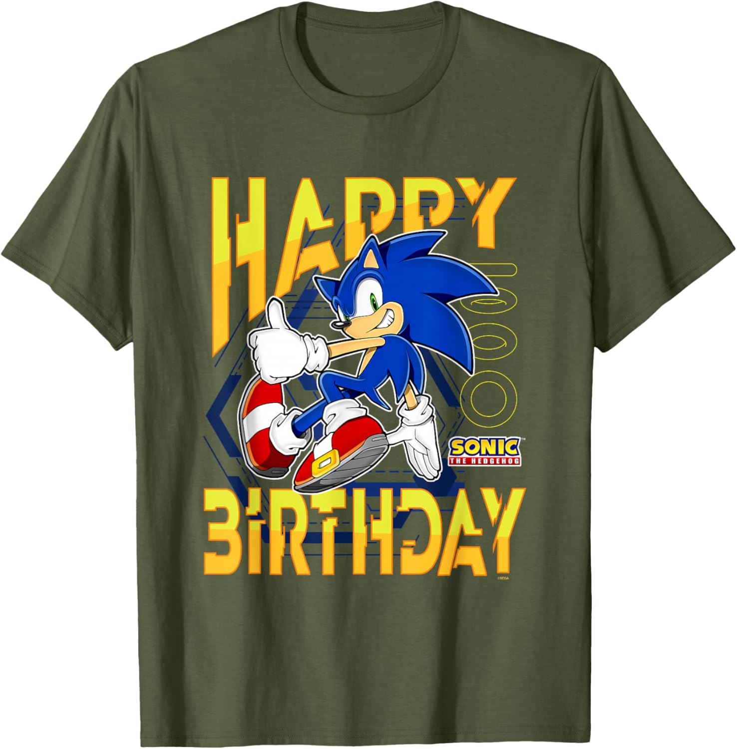 Sonic The Hedgehog Birthday T-Shirt with Thumbs Up Logo for Kids - 7