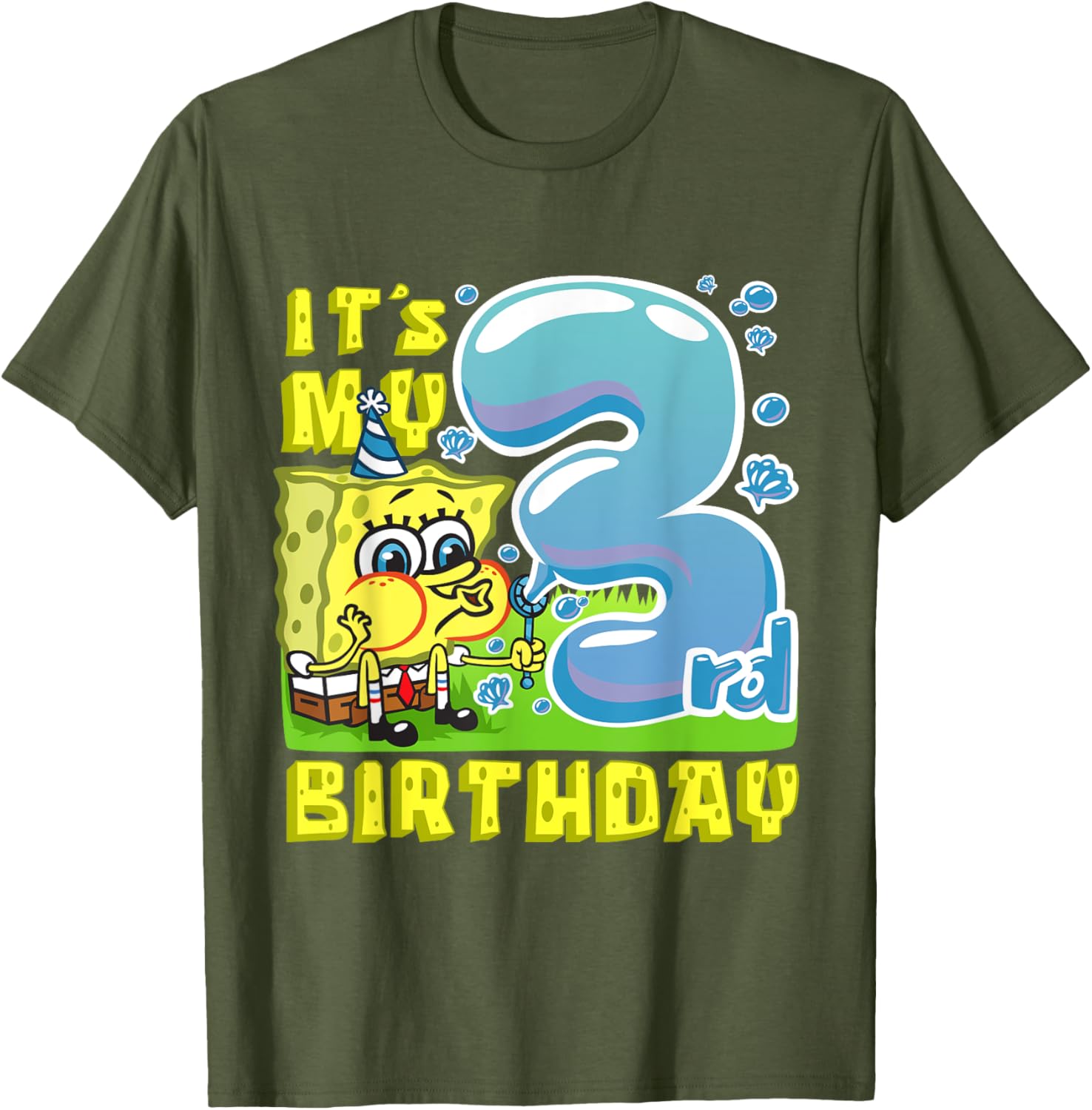 Mademark SpongeBob Third Birthday T-Shirt for Boys and Girls - 10