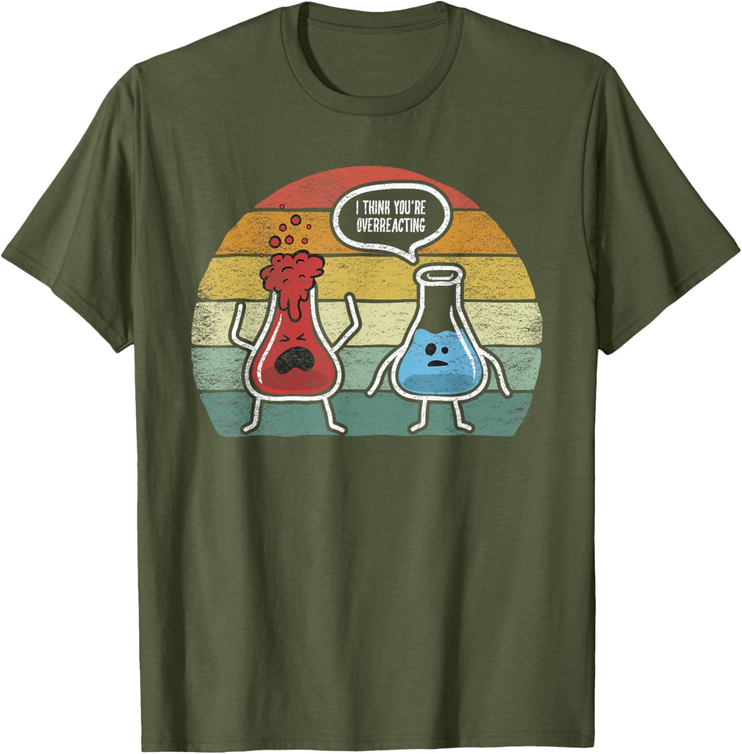 Vintage Nerd Chemistry T-Shirt I Think You're Overreacting Fun Design - 4