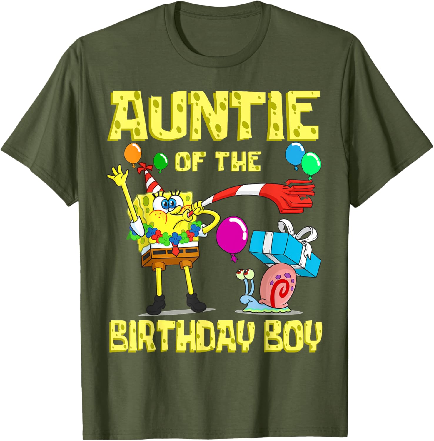 Mademark SpongeBob Birthday Boy Auntie Theme T-Shirt Fun Party Apparel - 10