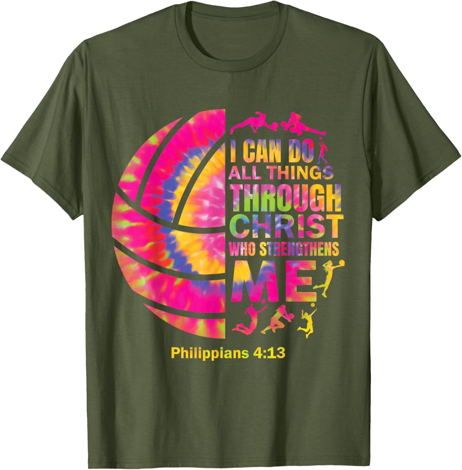 Christian Tie Dye Volleyball T-Shirt for Teen Girls and Women - 13