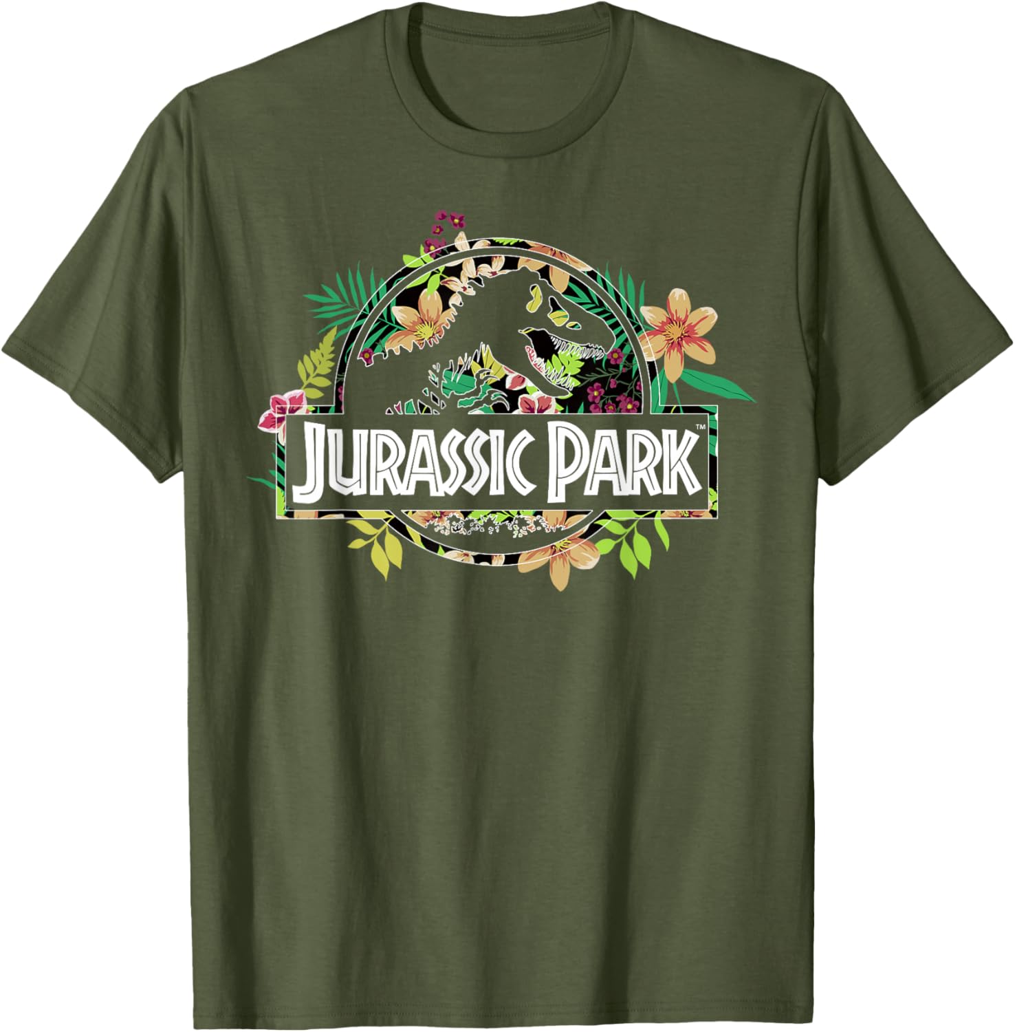 Jurassic Park Tropical Floral Fossil Logo Graphic T-Shirt for Men and Women - 10