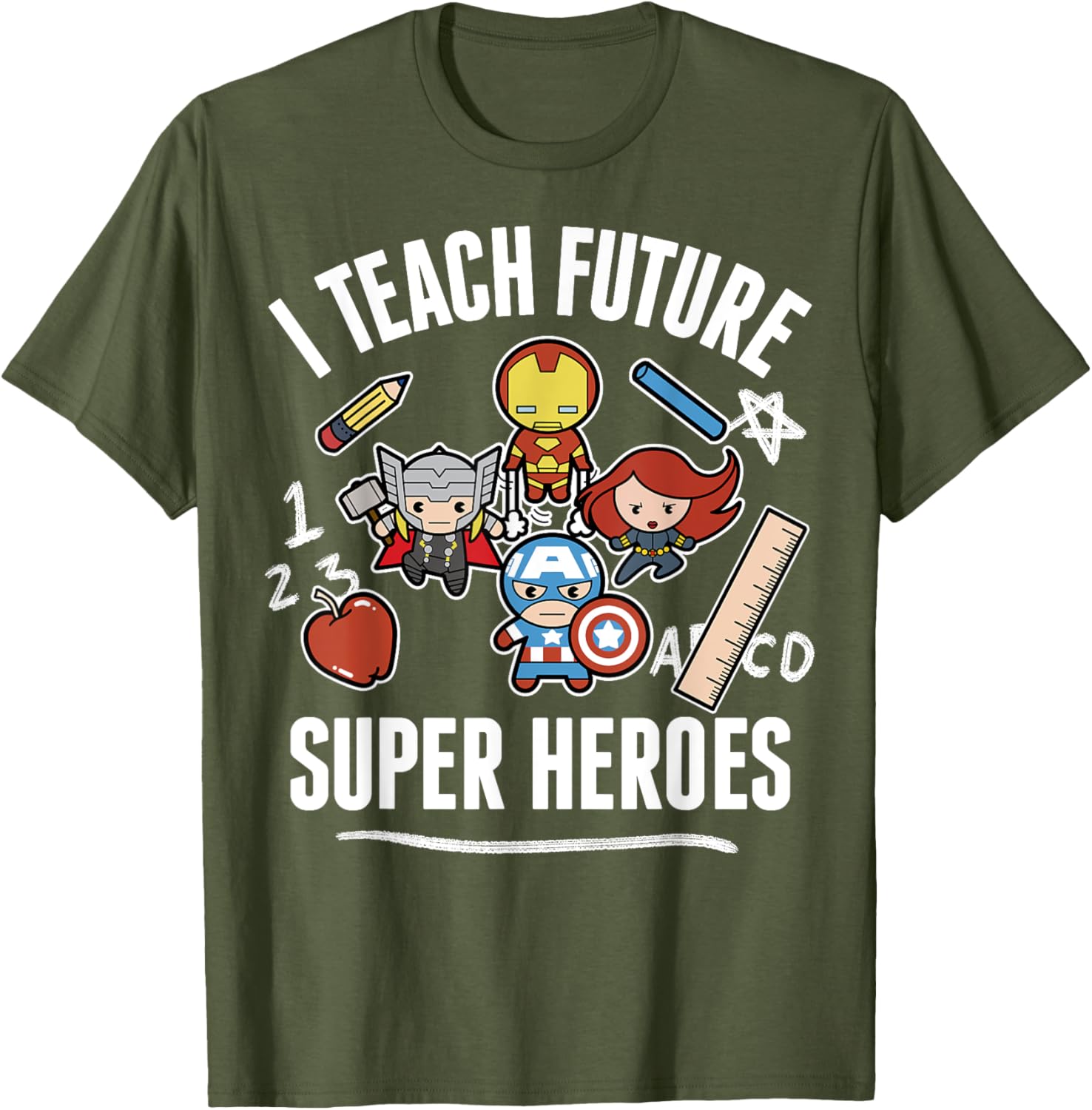 Marvel Avengers Classic I Teach Super Heroes Graphic T-Shirt for Fans - 3