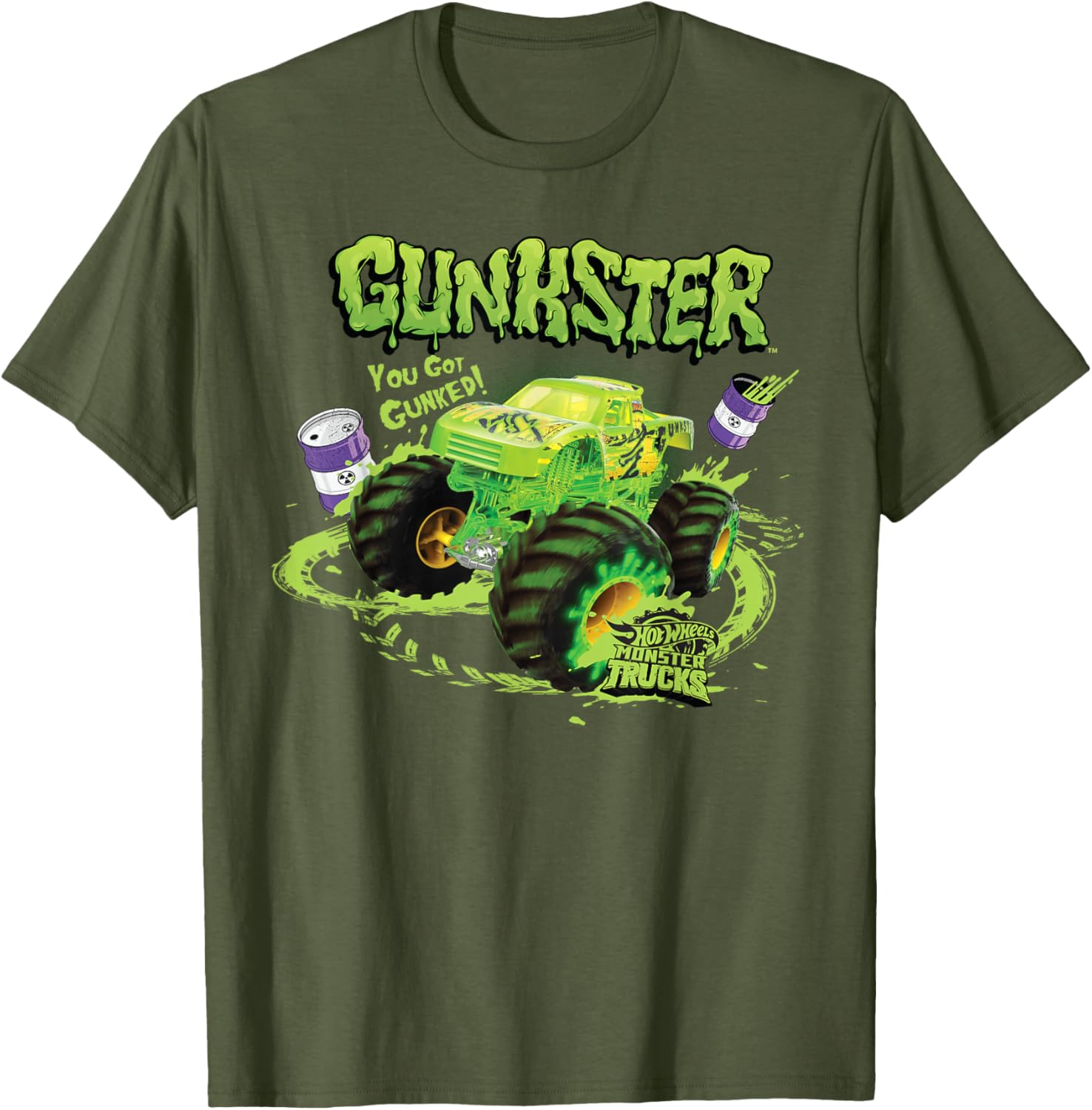 Hot Wheels Monster Trucks Gunkster T-Shirt for Kids Fun Racing Style - 8
