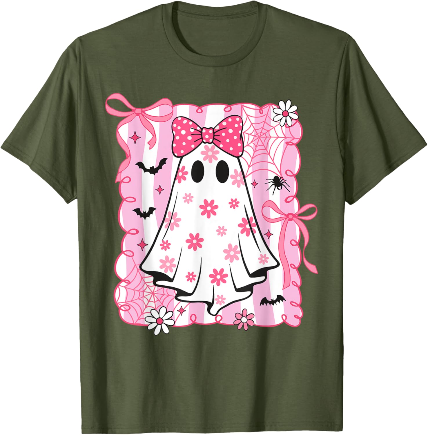 Spooky Vibes Pink Ghost T-Shirt for Women and Kids - Perfect Halloween Style - 12
