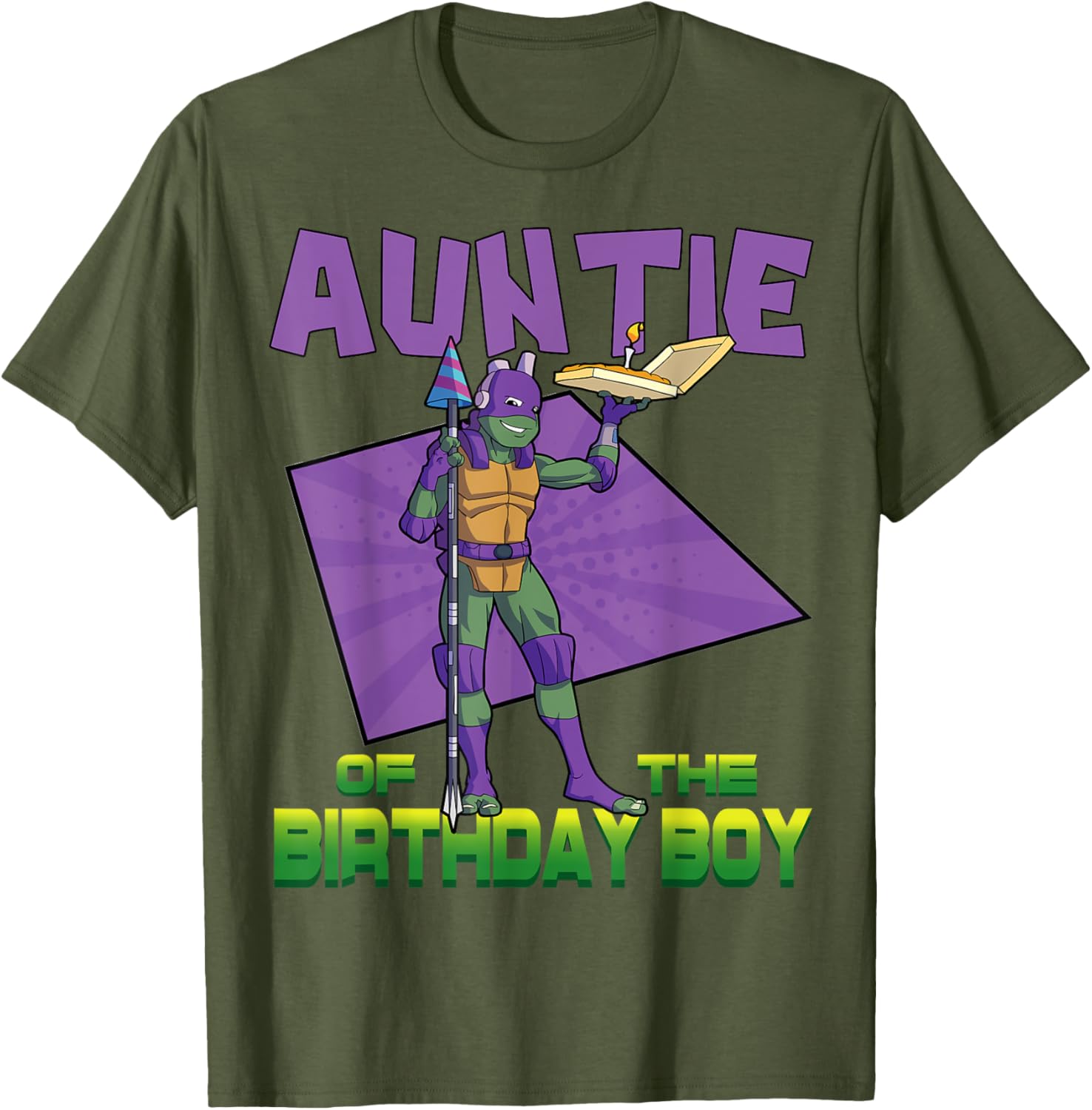 Mademark TMNT Donnie Auntie Birthday Pizza Party T-Shirt for Kids - 15