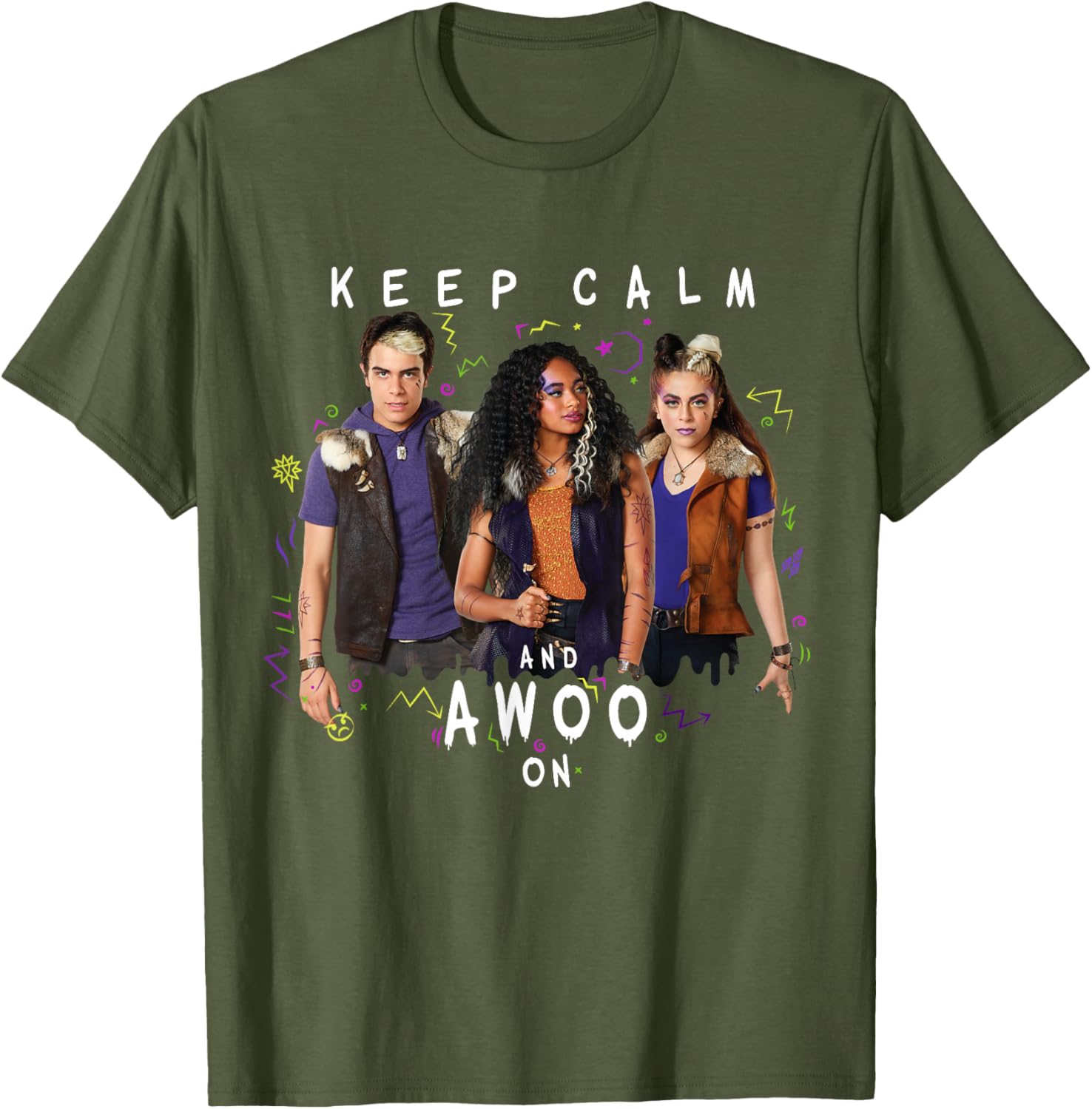 Disney Channel Zombies 2 Keep Calm and Awoo On Fun T-Shirt for Fans - 5