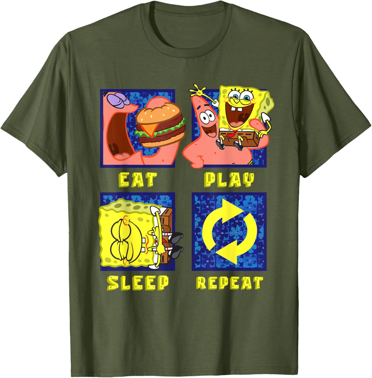 Mademark SpongeBob Eat Play Sleep Repeat Funny T-Shirt for Patrick Fans - 13