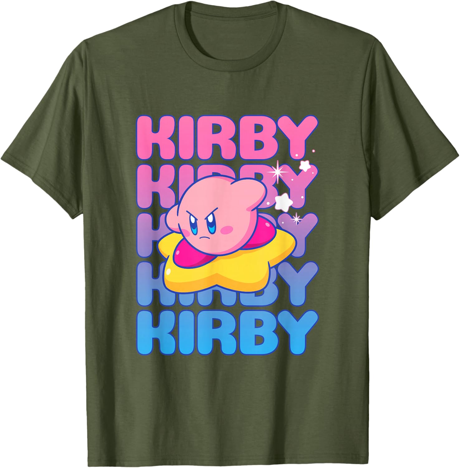 Kirby Nintendo Big Bubble Text Stack T-Shirt for Gamers and Fans - 3