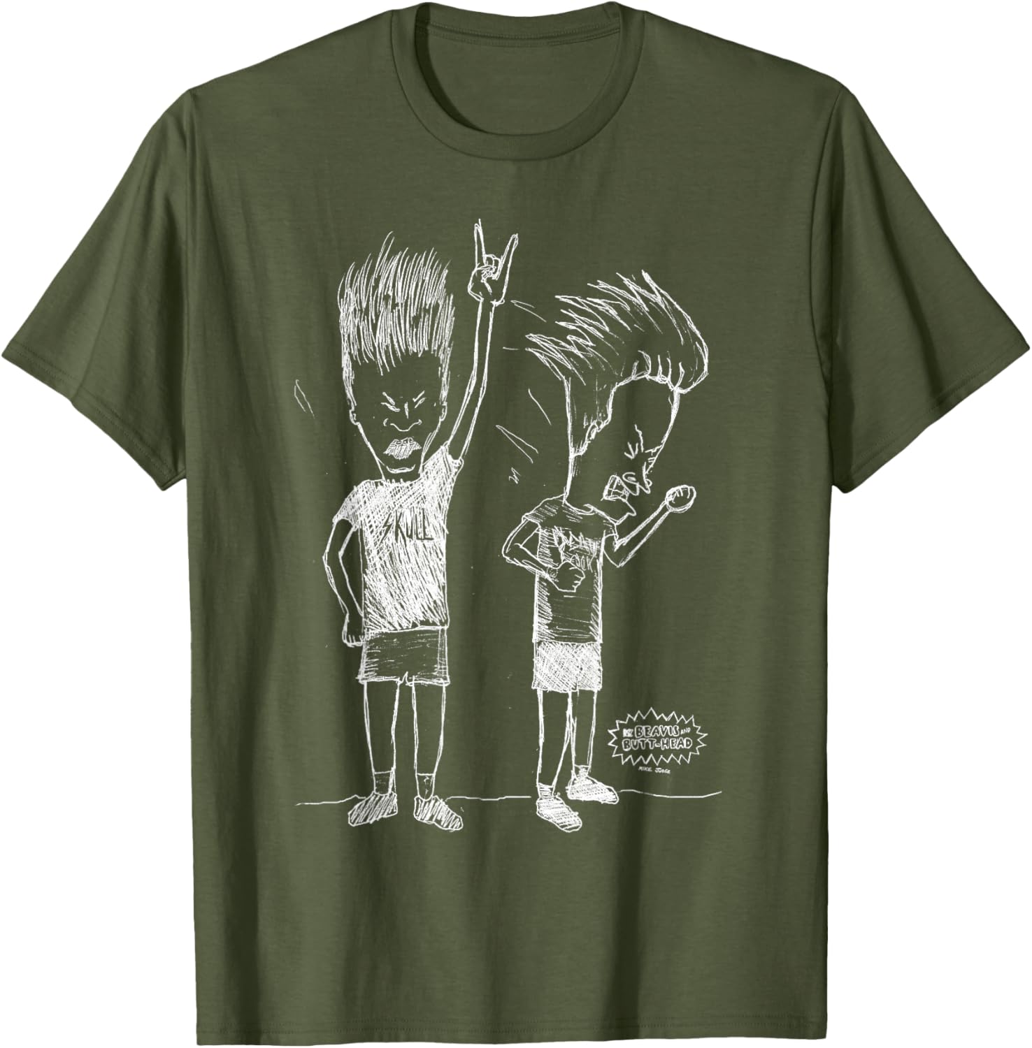 Beavis and Butt-Head Head Bang Sketch T-Shirt for Fun Casual Wear - 1