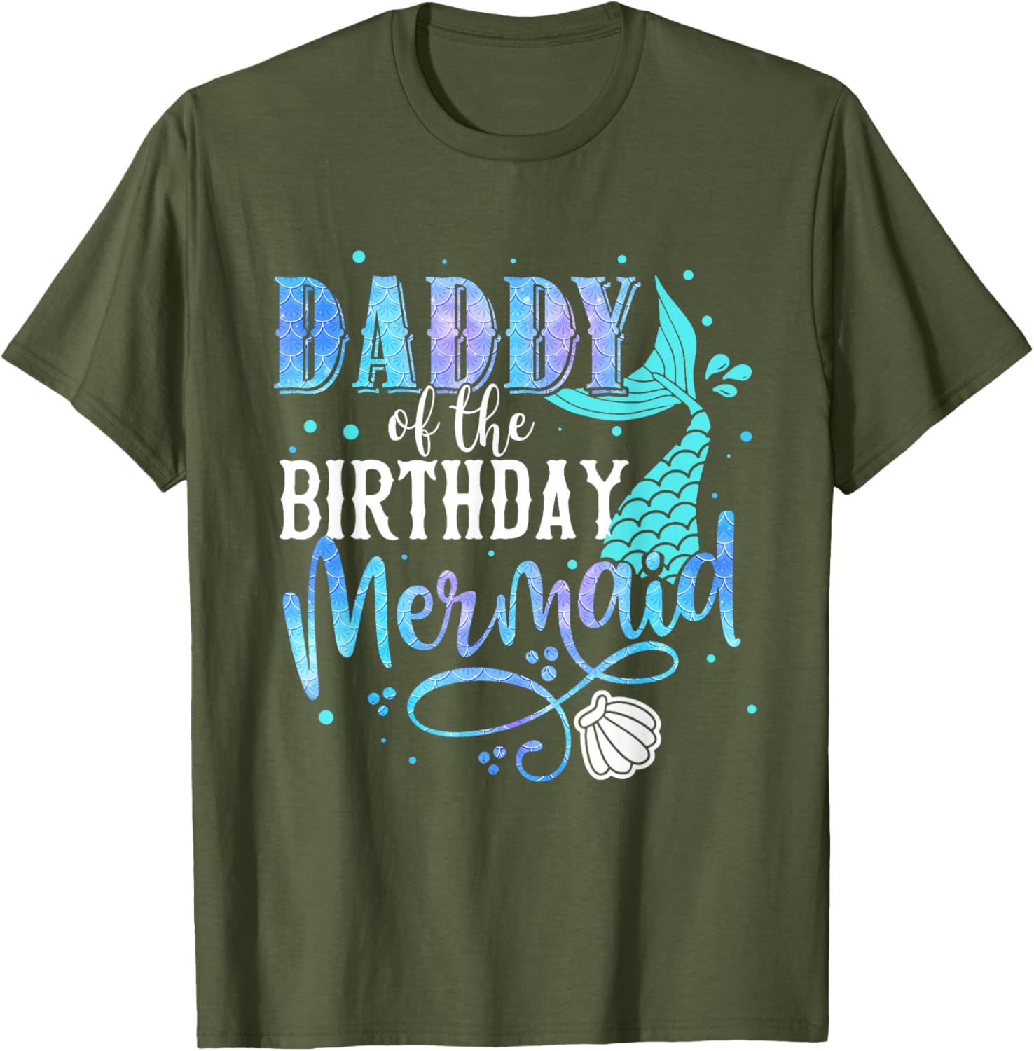 Daddy of the Birthday Mermaid Family Matching Papa T-Shirt for Dads - 3