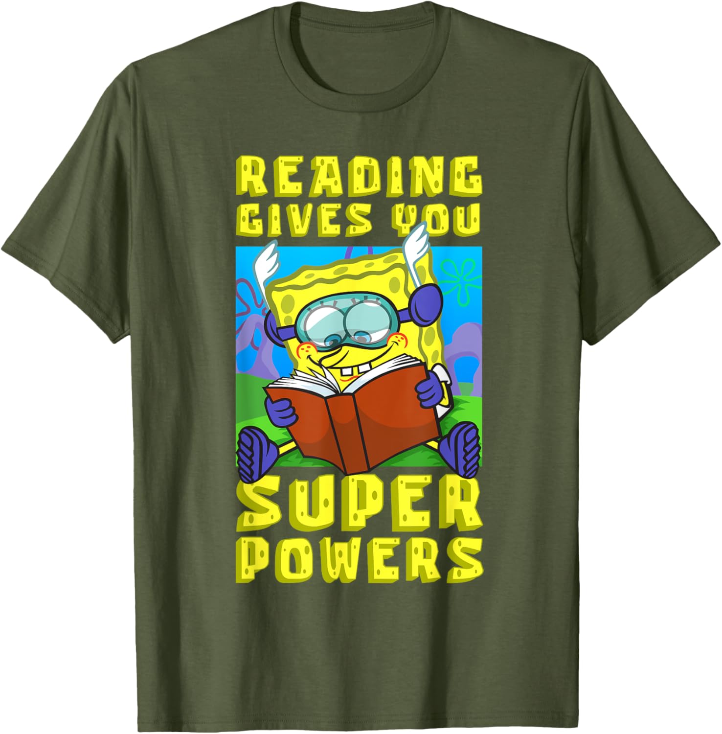 Mademark SpongeBob SquarePants Super Powers Reading T-Shirt for Kids - 19