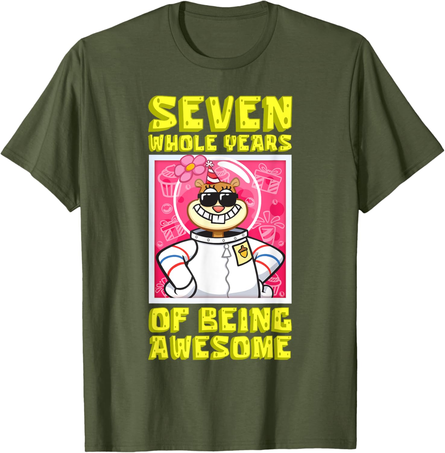 Mademark SpongeBob Sandy 7th Birthday Gift T-Shirt for Girls - 10