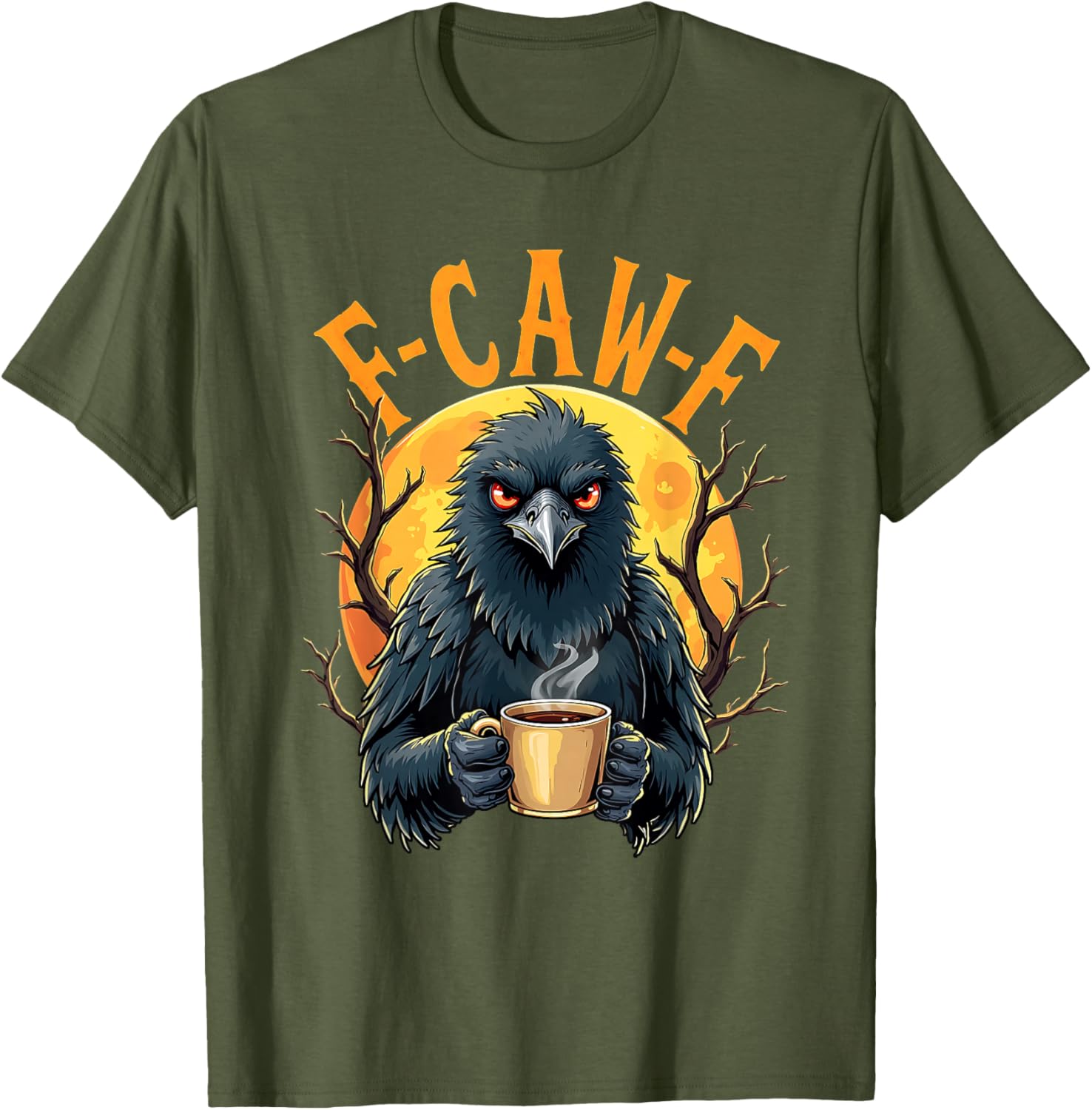 Funny Coffee Crow Gothic Raven F Caw Halloween T-Shirt for Spooky Fun - 21