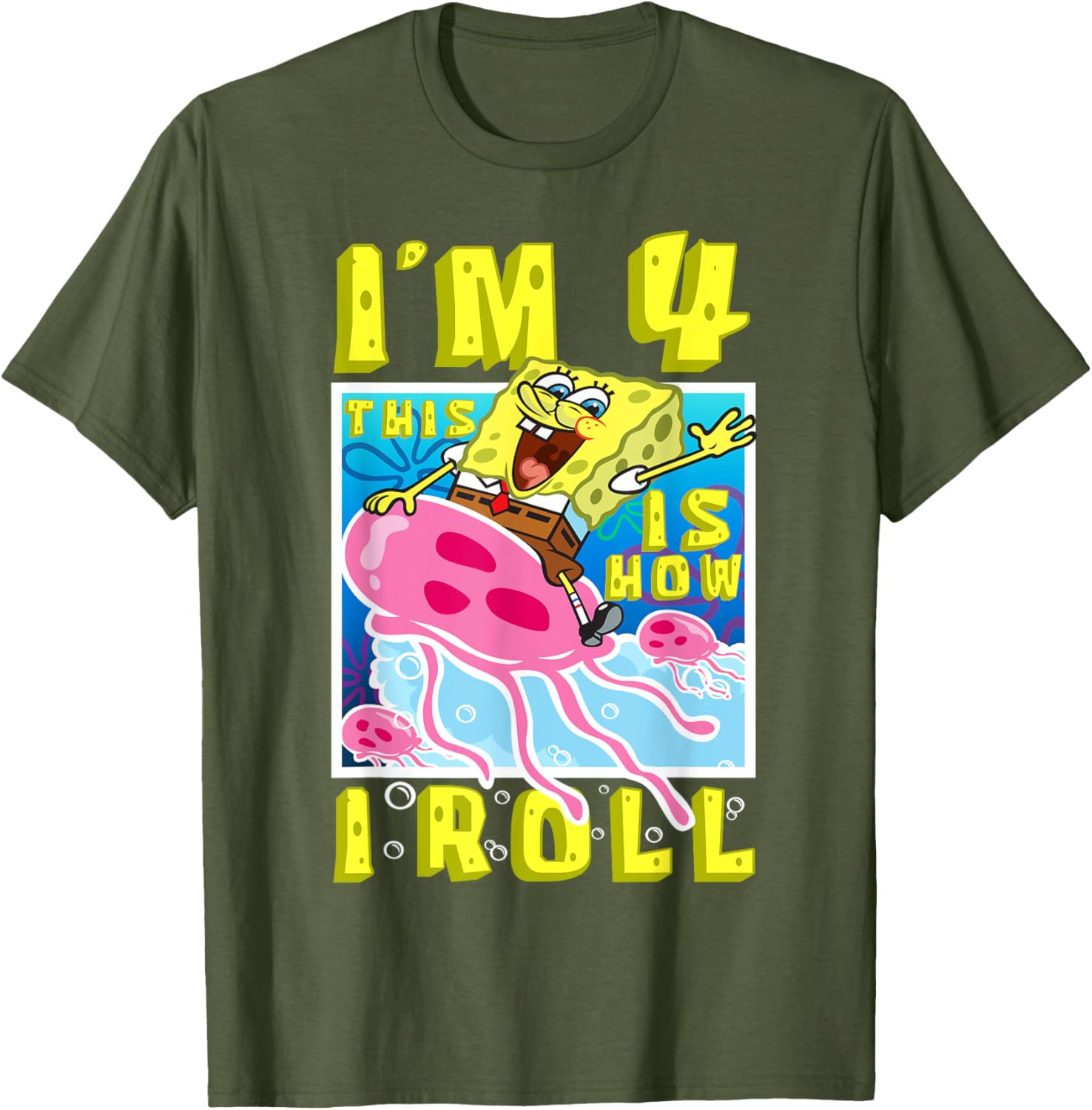 SpongeBob 4th Birthday T-Shirt Im 4 This Is How I Roll Kids Apparel - 12