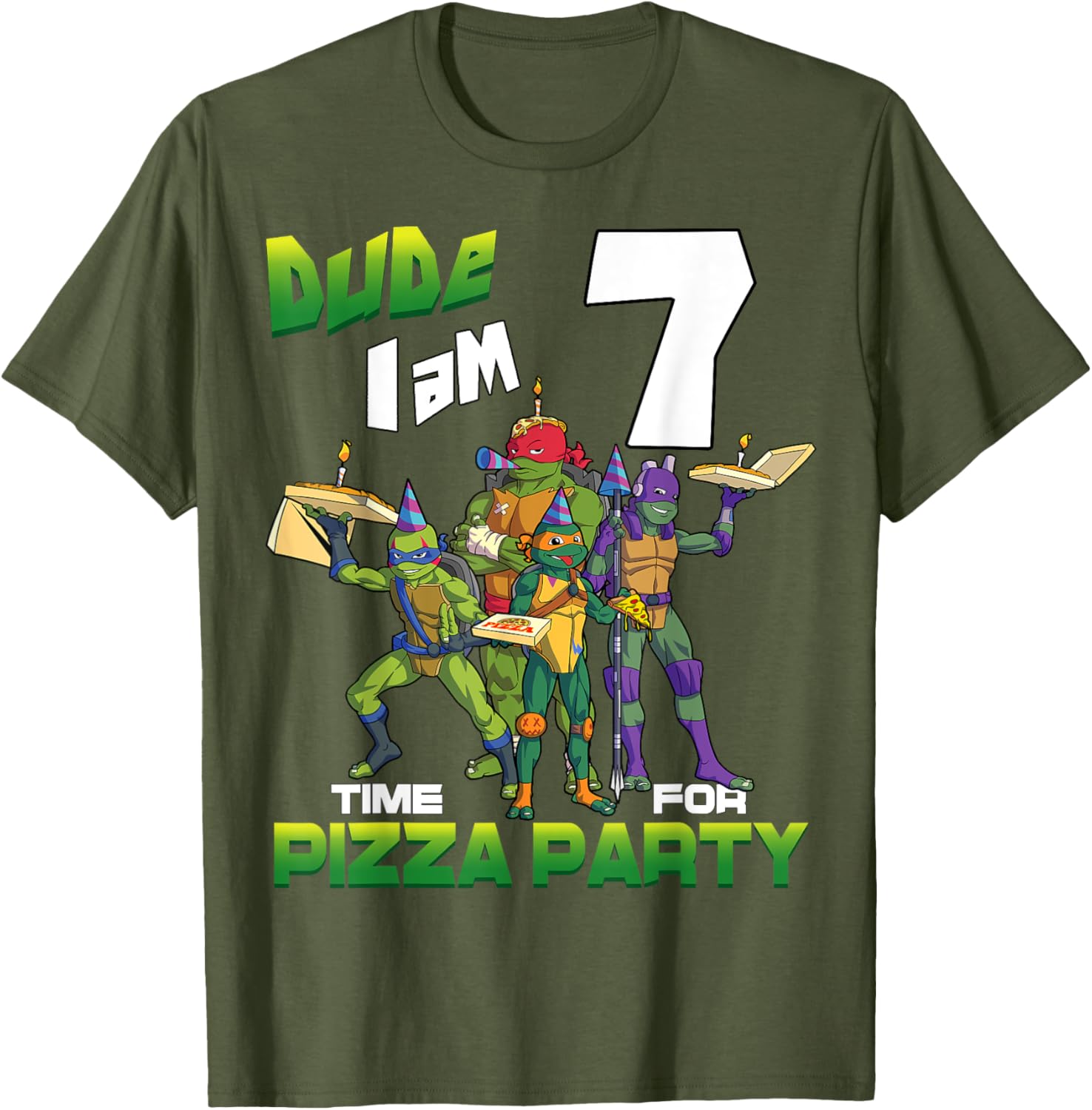 Mademark Teenage Mutant Ninja Turtles Pizza Party T-Shirt for 7 Year Olds - 17
