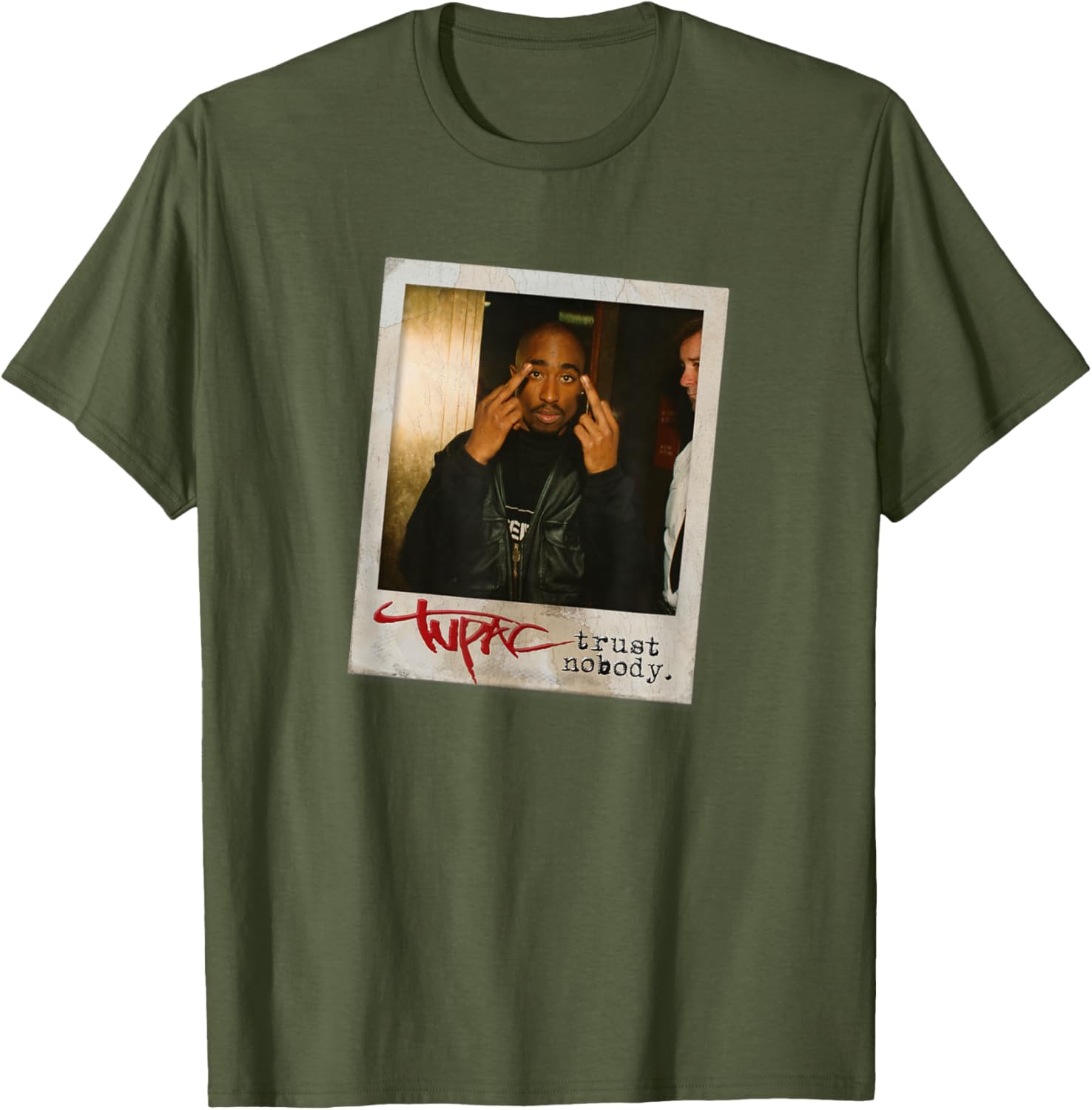 Tupac Shakur Trust Nobody Photo T-Shirt Unisex Short Sleeve Black Small - 8