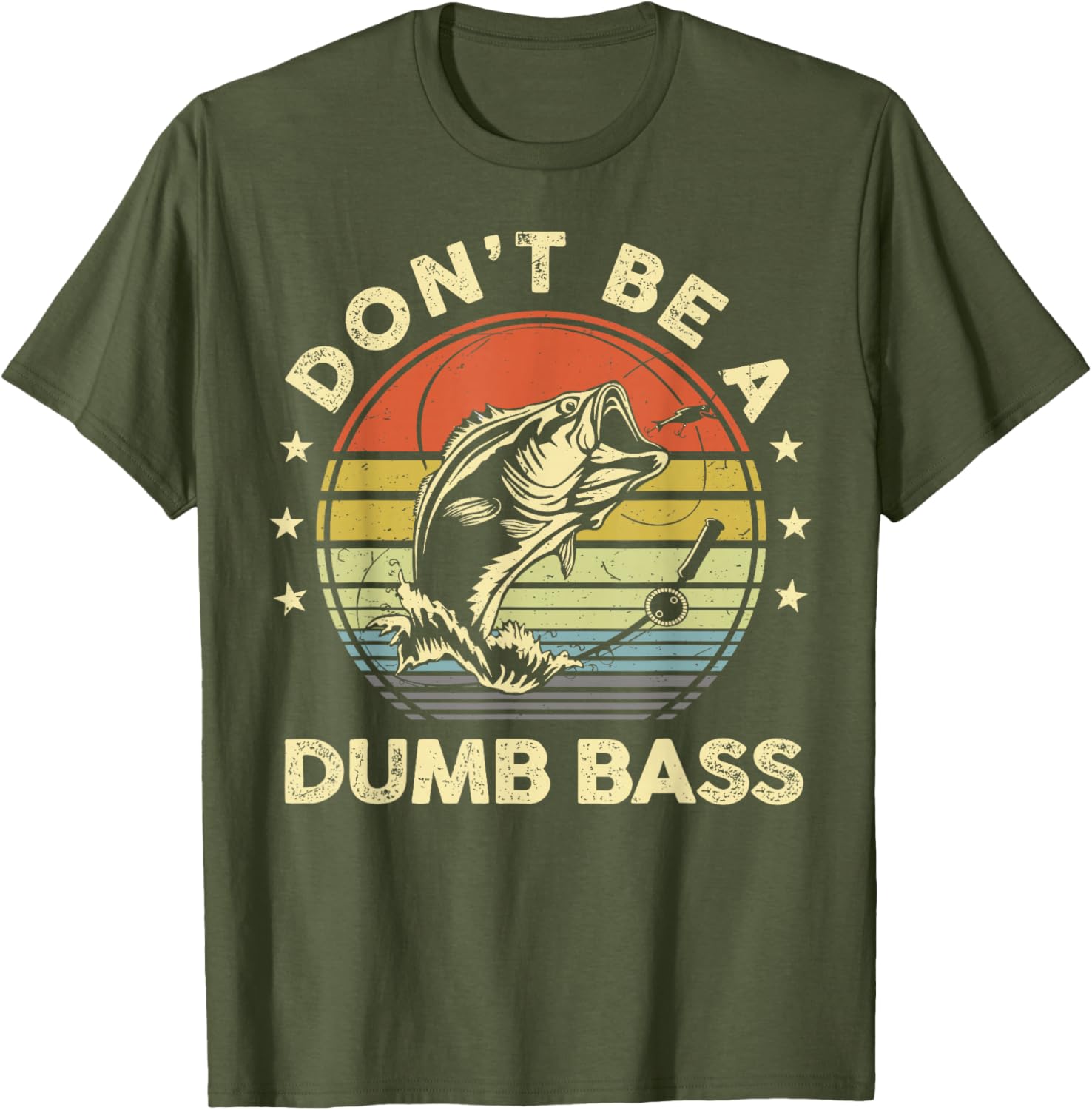 Funny Fishing Dad T-Shirt Don't Be Dumb Bass Fish Graphic Tee - 2