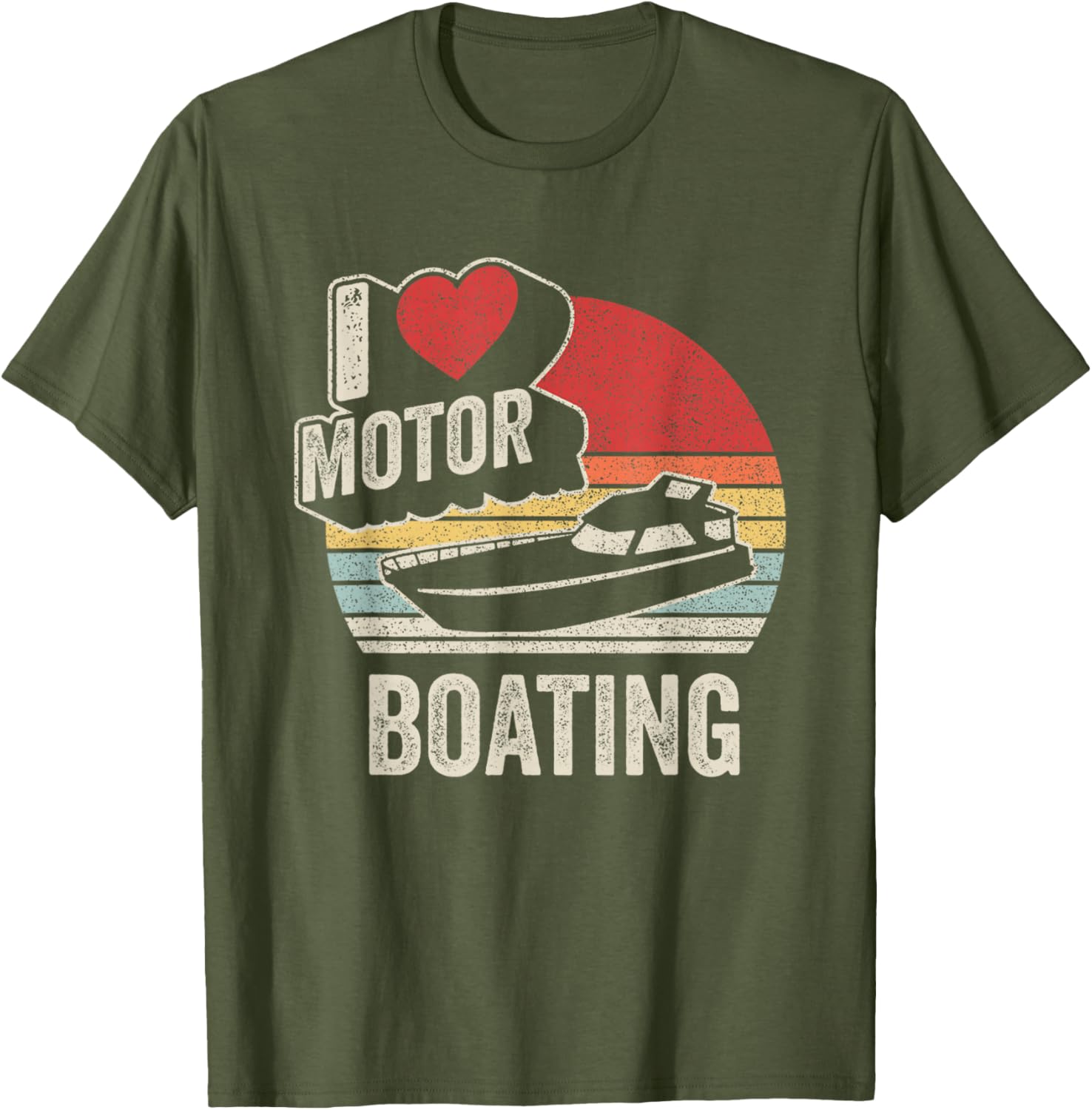 Vintage Retro I Love Motor Boating Funny T-Shirt for Boaters and Enthusiasts - 17
