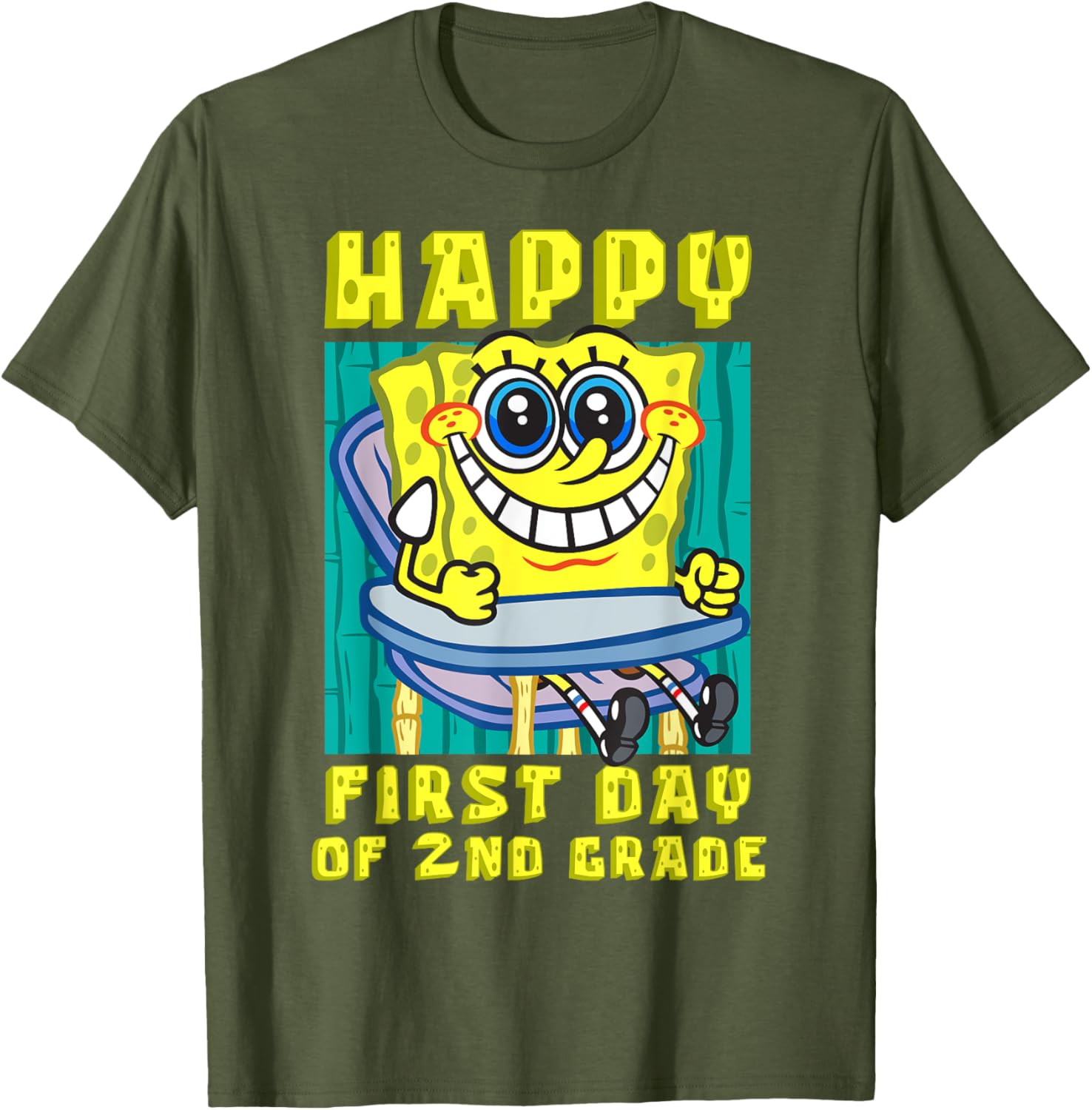 SpongeBob Happy 2nd Grade T-Shirt for Kids - Fun Back to School Clothing - 8