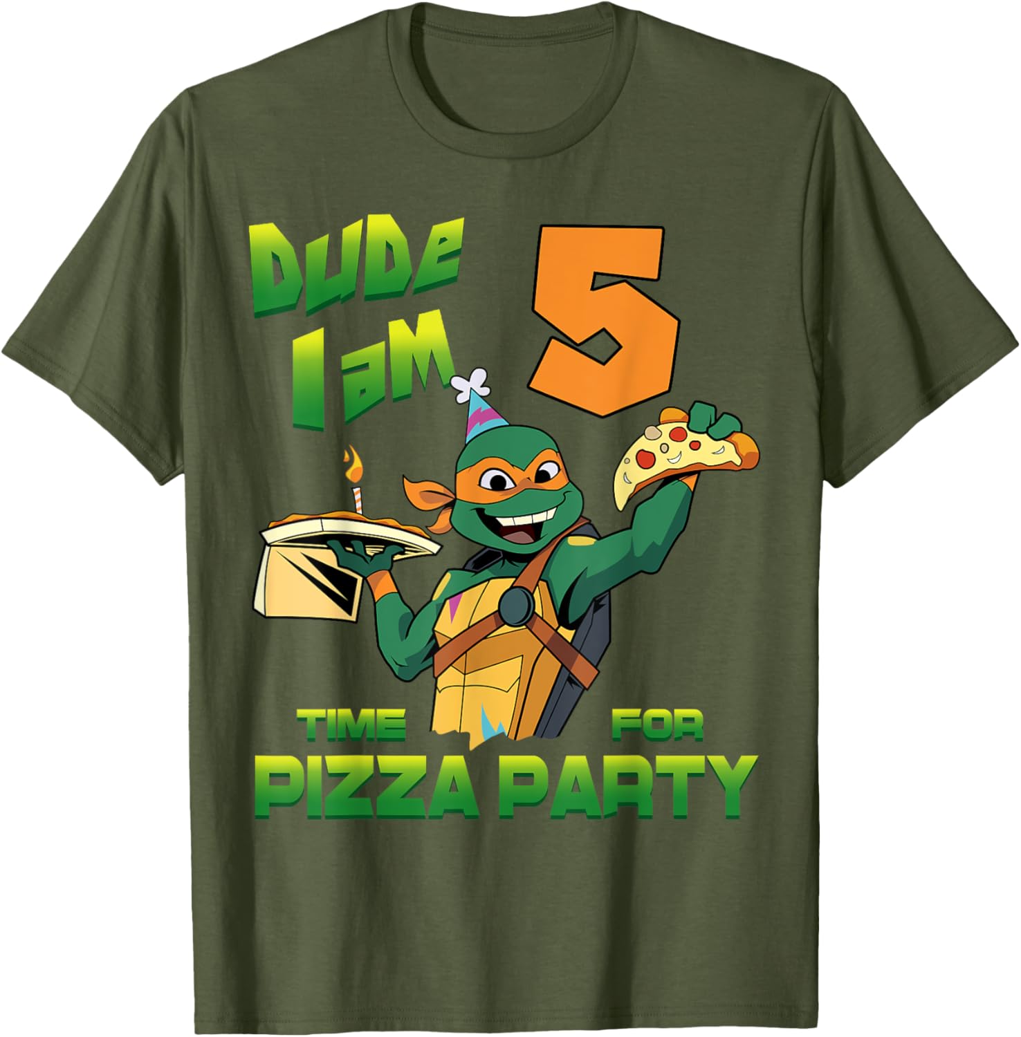 Mademark Teenage Mutant Ninja Turtles Mikey Pizza Birthday T-Shirt for Kids - 8
