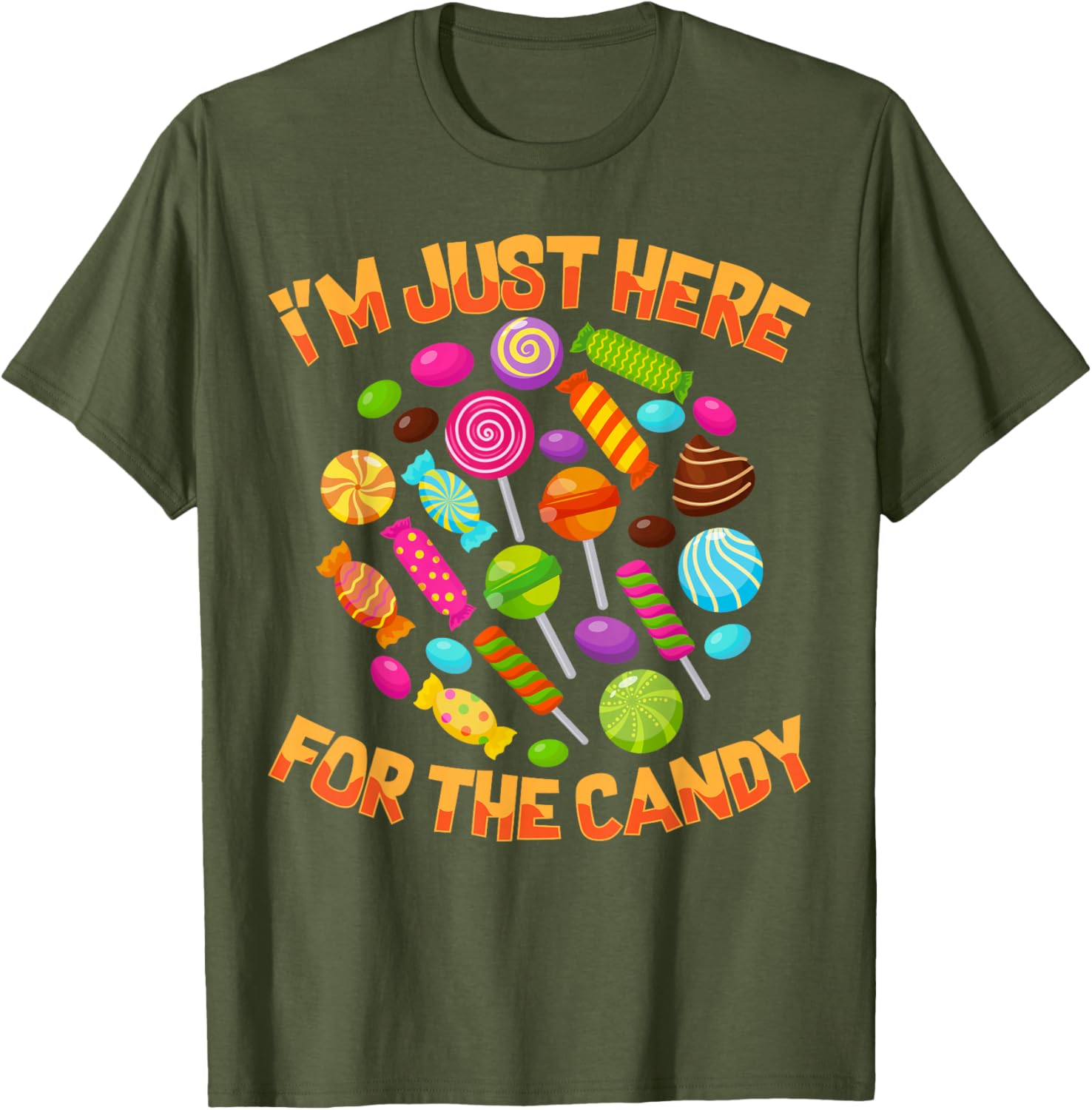 Funny I'm Just Here For The Candy Halloween Pun T-Shirt for Adults - 20