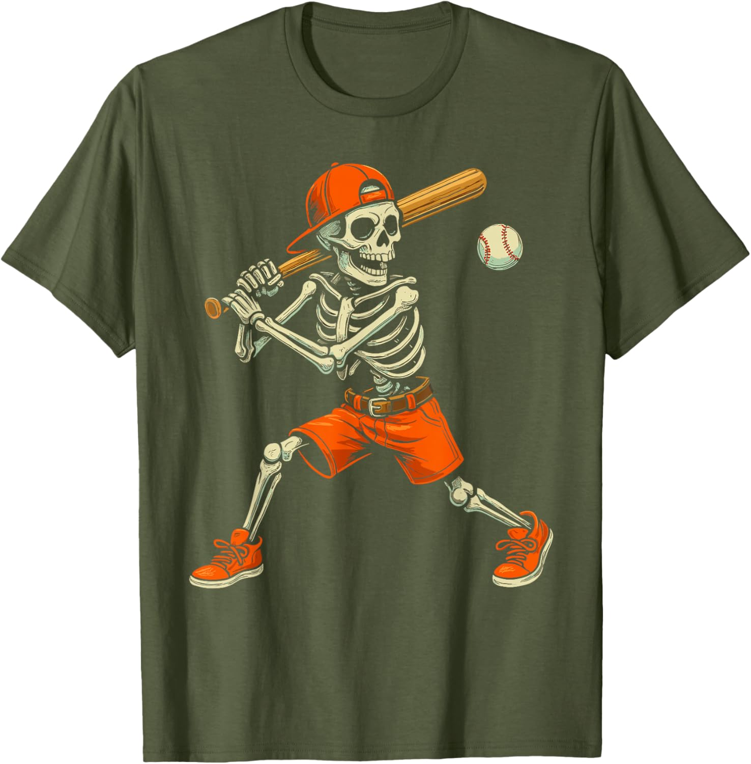 Funny Skeleton Baseball Halloween Costume T-Shirt for Kids and Men - 16