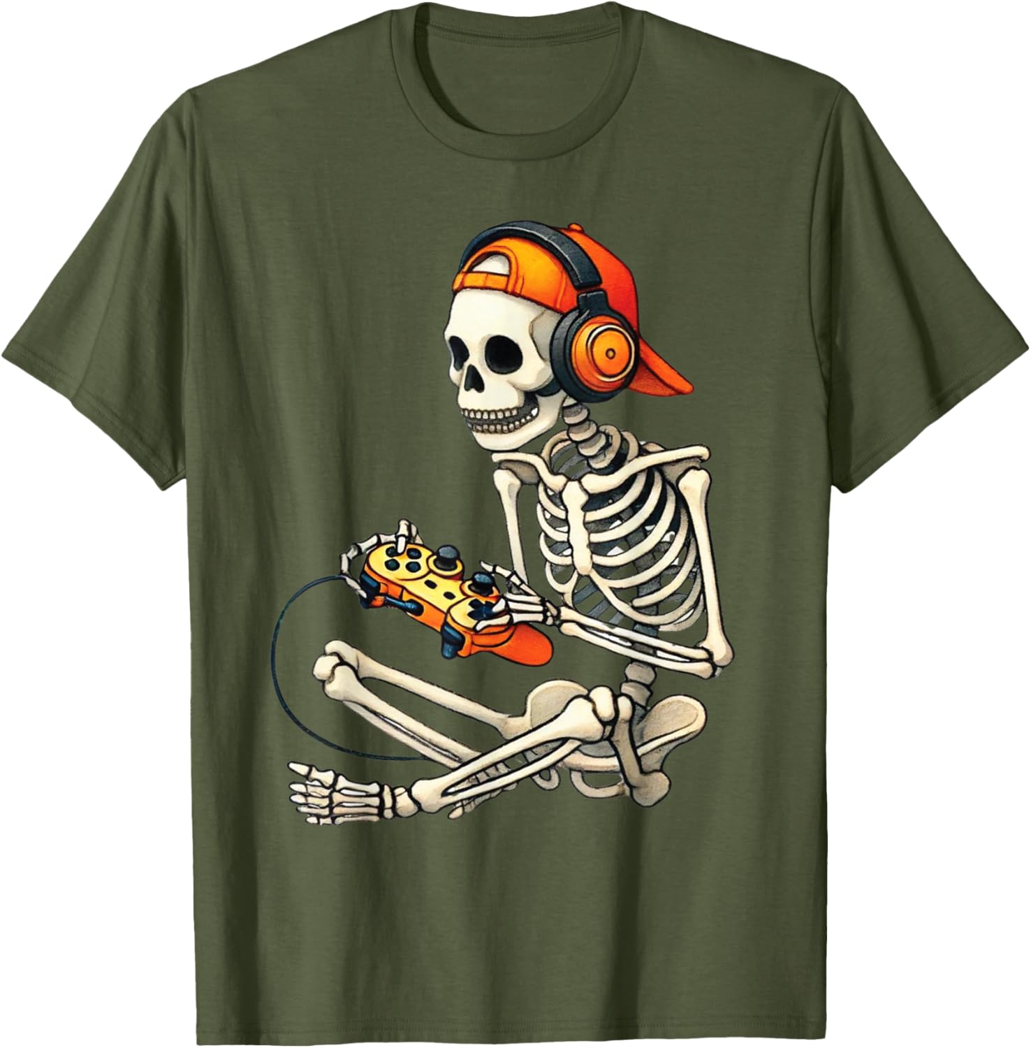 Cool Halloween Skeleton Gamer Tee for Boys and Men - Fun Graphic T-Shirt - 19