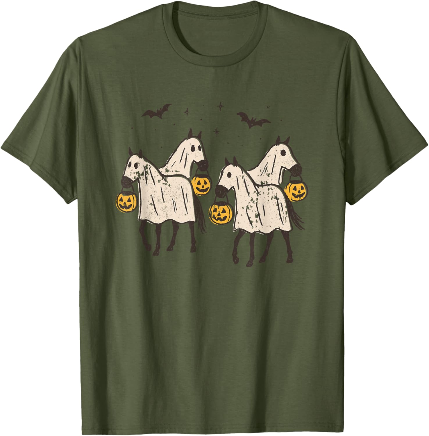 Cute Ghost Horses Halloween Trick or Treat T-Shirt for Kids and Adults - 19