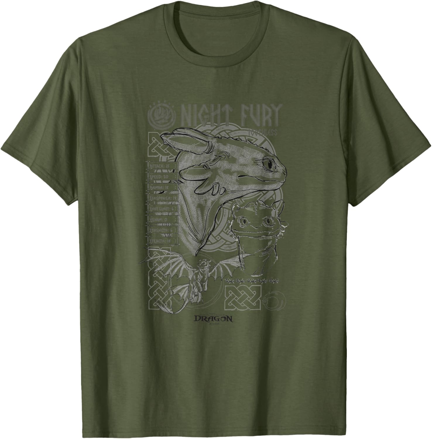 DreamWorks Dragons Toothless Night Fury Sketch T-Shirt for Fans - 5
