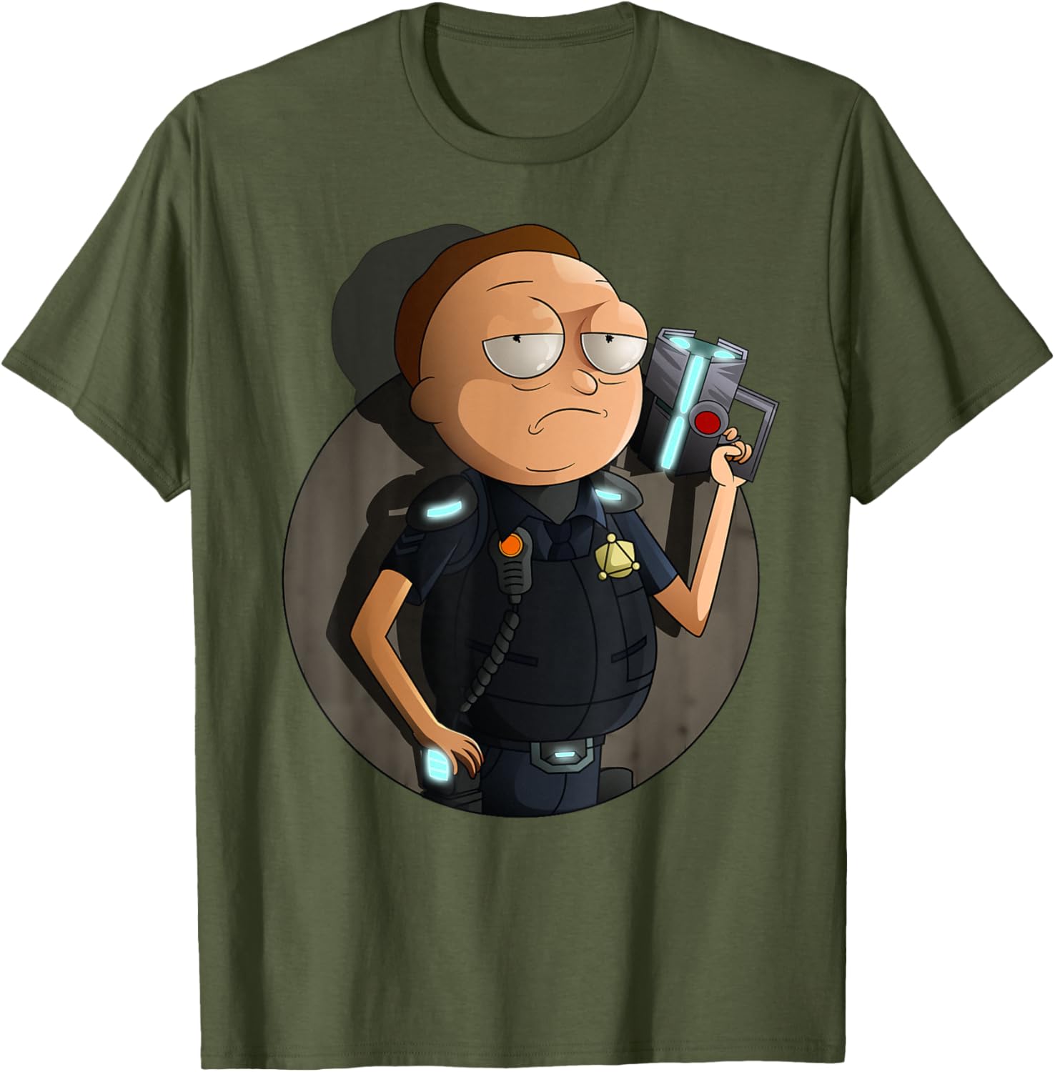 Mademark x Rick and Morty Cop Morty T-Shirt Stylish Graphic Tee - 16
