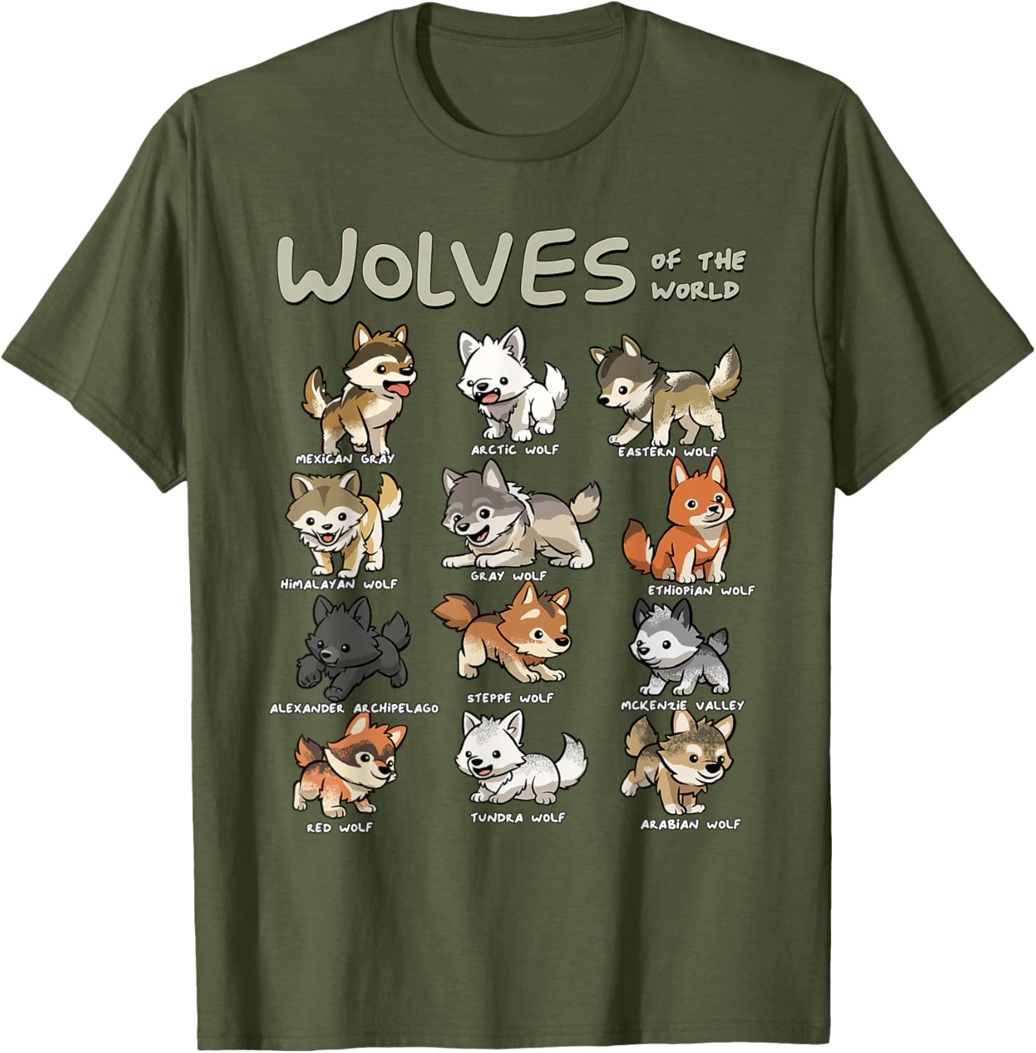 Charming Chibi Wolf T-Shirt for Animal Lovers - Cute Wolves Design - 6