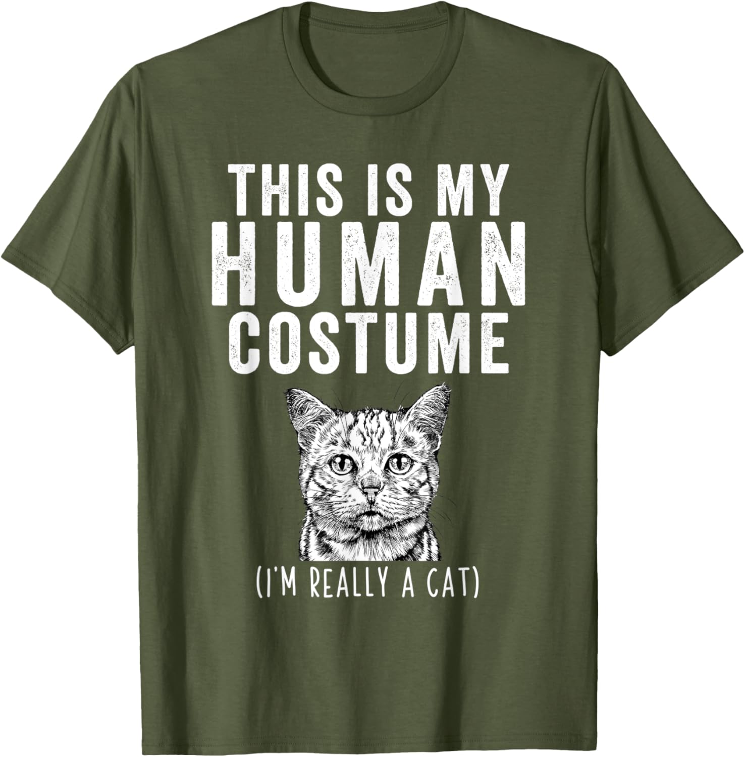 Funny Tabby Cat T-Shirt This is My Human Costume I'm Really A Cat - 1