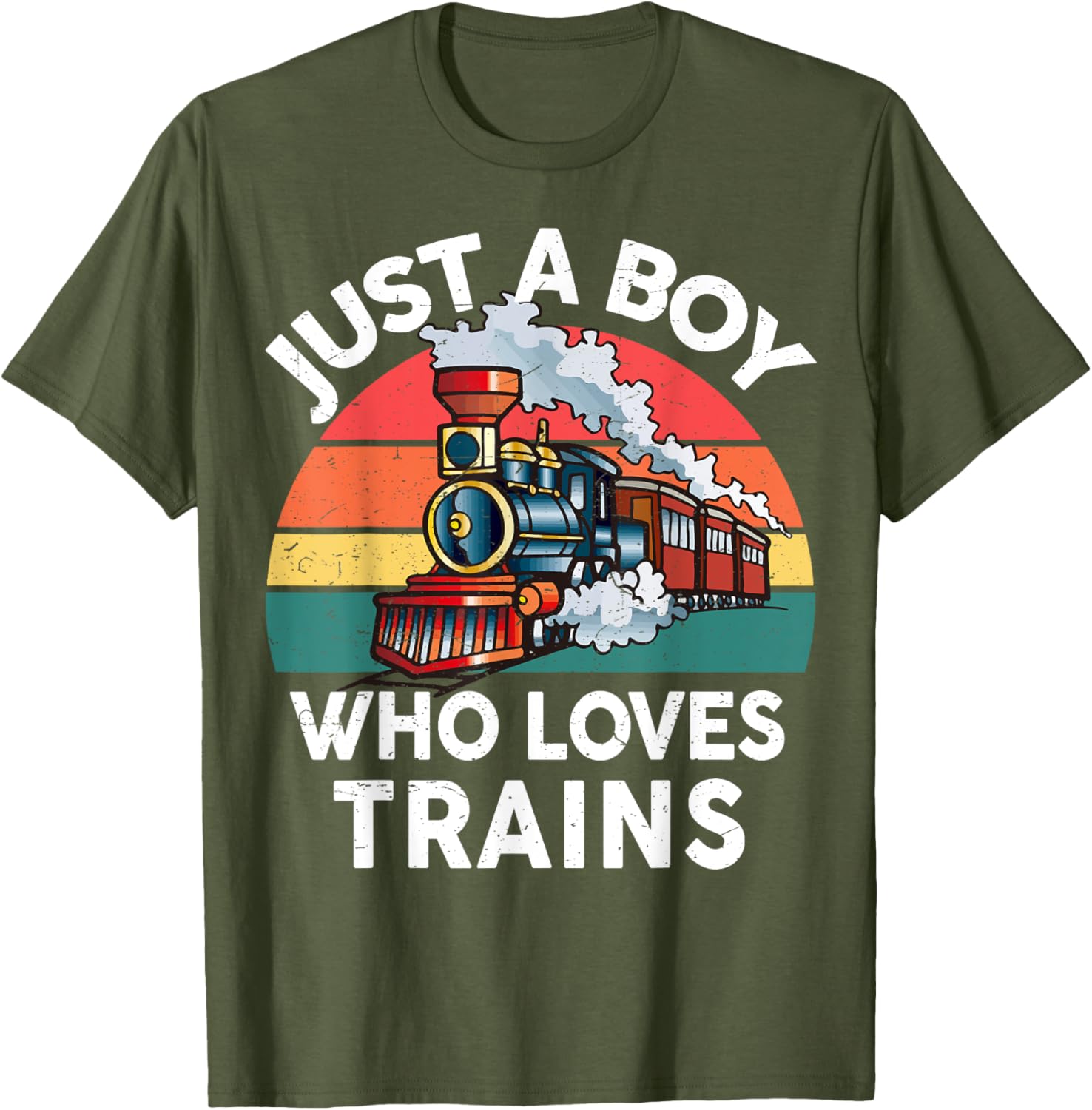 Funny Kids Train Lover T-Shirt Just A Boy Who Loves Trains Graphic Tee - 22
