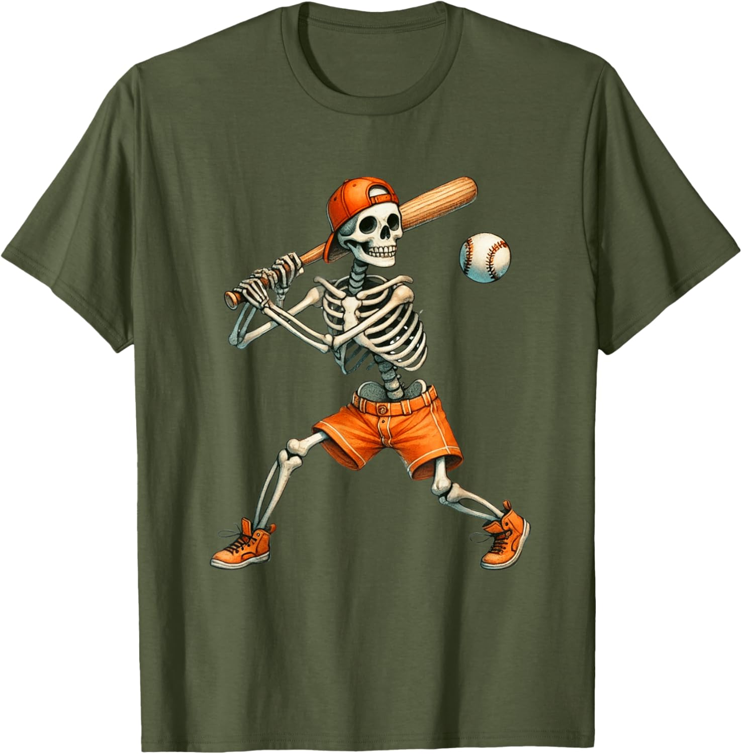 Funny Skeleton Baseball T-Shirt for Halloween Fun - Boys and Men Sizes - 15