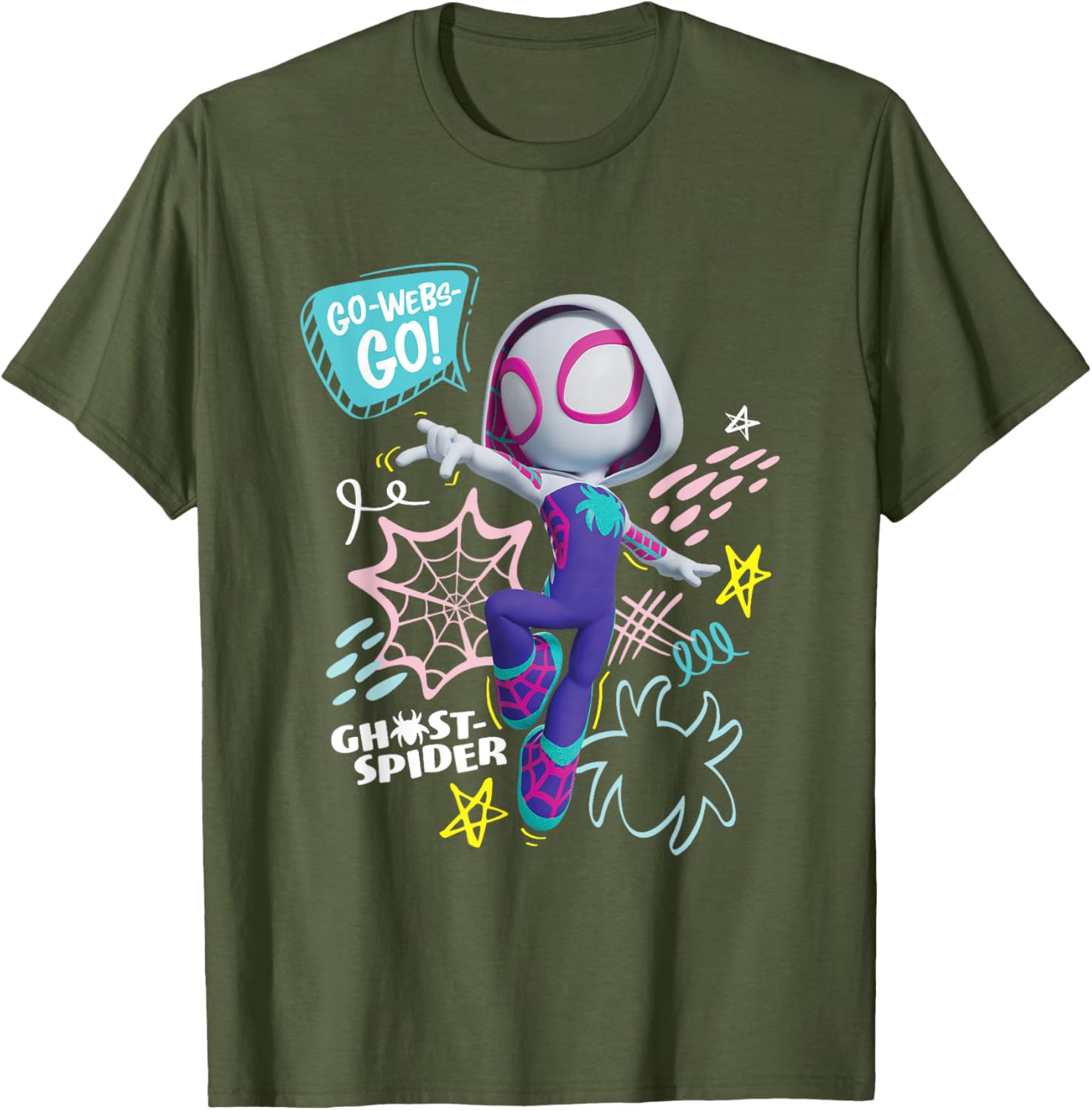 Marvel Spidey Ghost-Spider Go Webs T-Shirt for Kids and Fans - 10