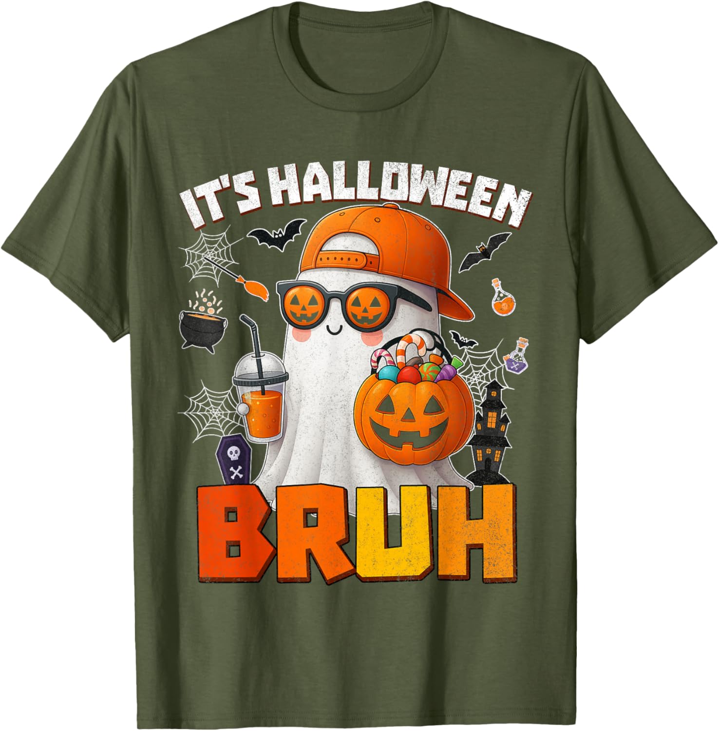 Funny Halloween Boo Ghost Pumpkin Costume T-Shirt for Kids and Men - 18