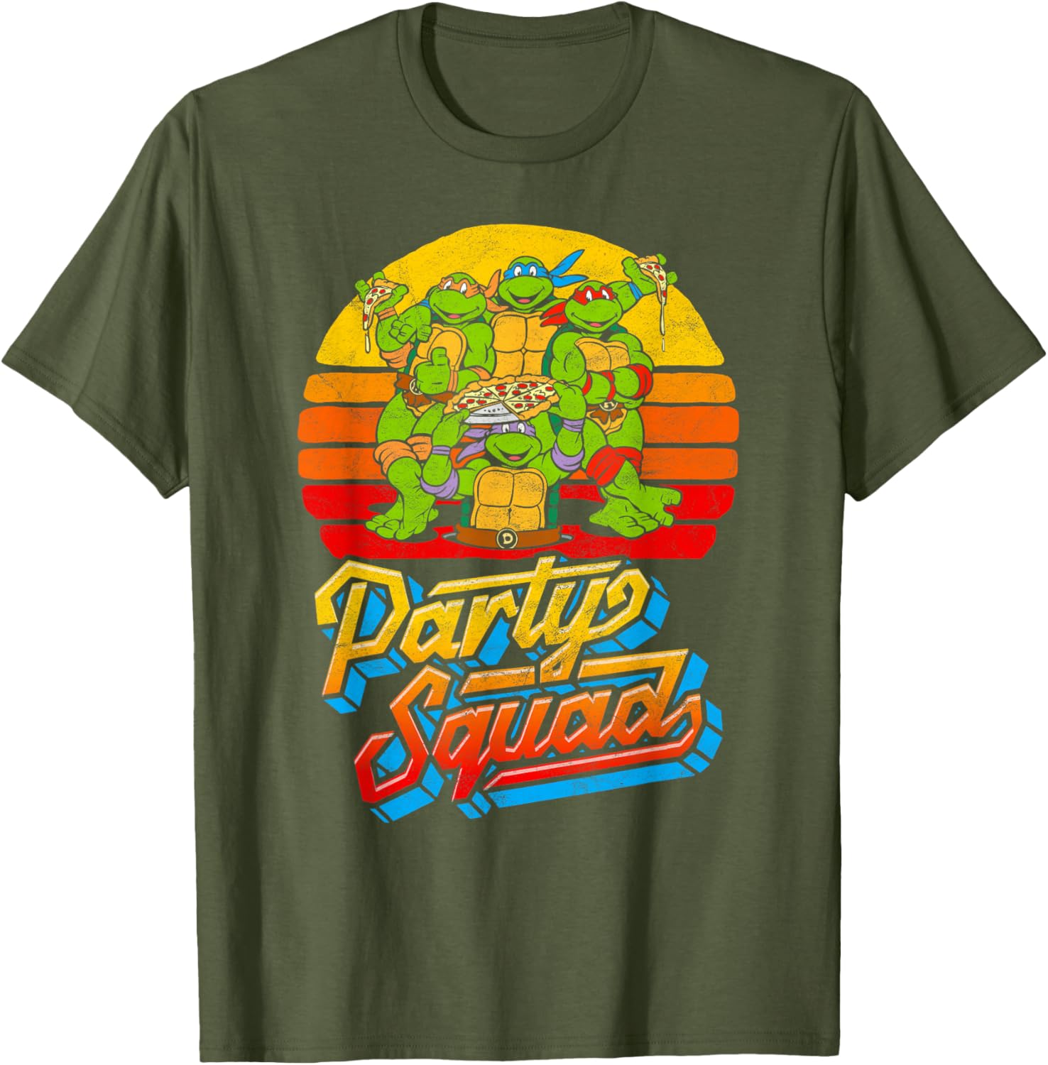 Mademark TMNT Vintage 80s Pizza Friends Distressed T-Shirt for Fans - 11