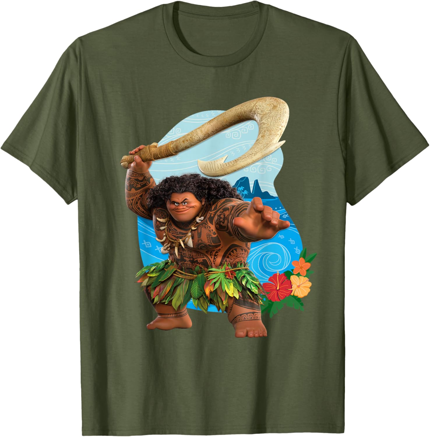 Disney Moana 2 Maui Tropical Island Adventure T-Shirt with Fish Hook - 14