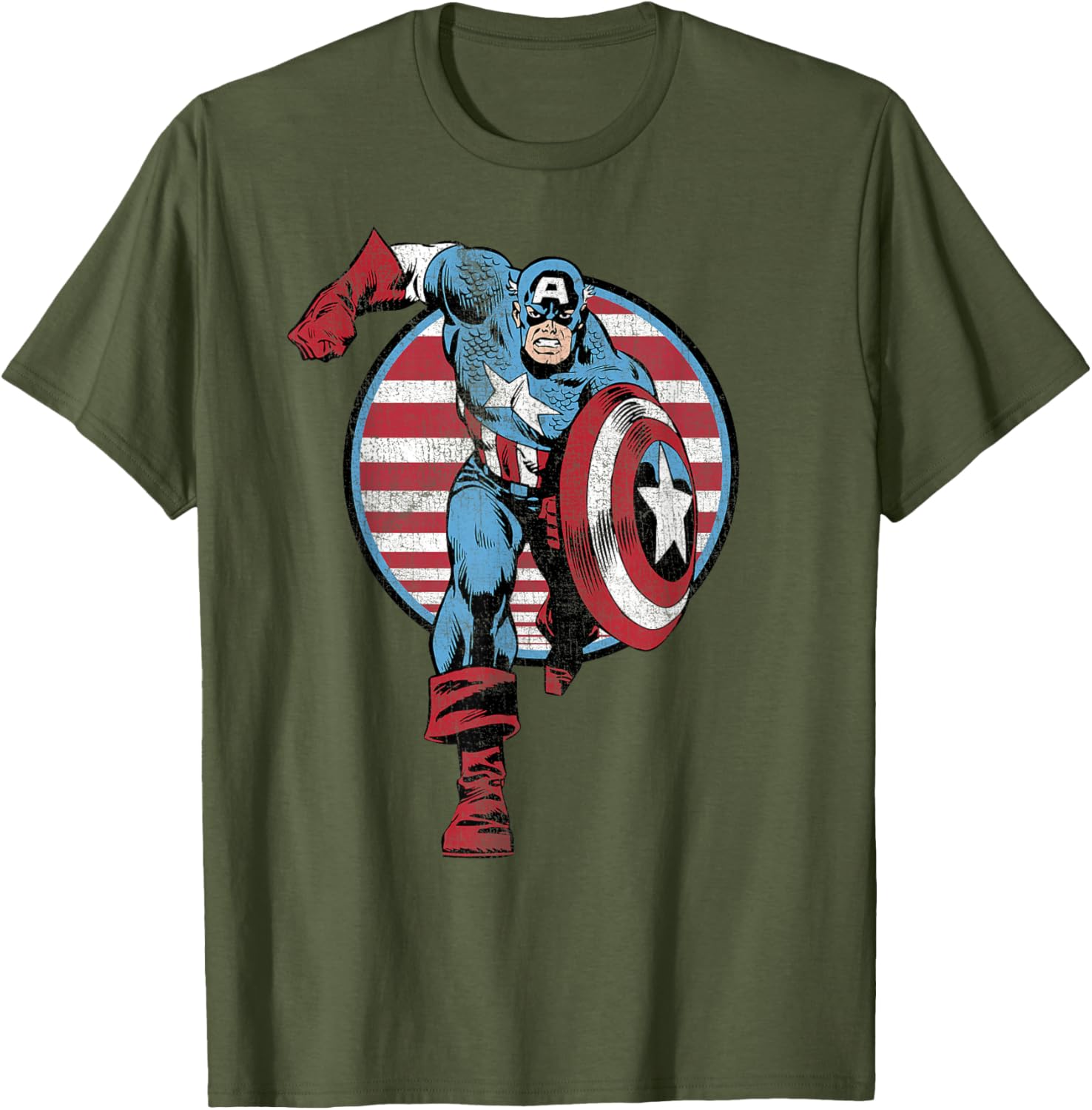 Vintage Captain America Retro Comic Circle T-Shirt for Fans - 4