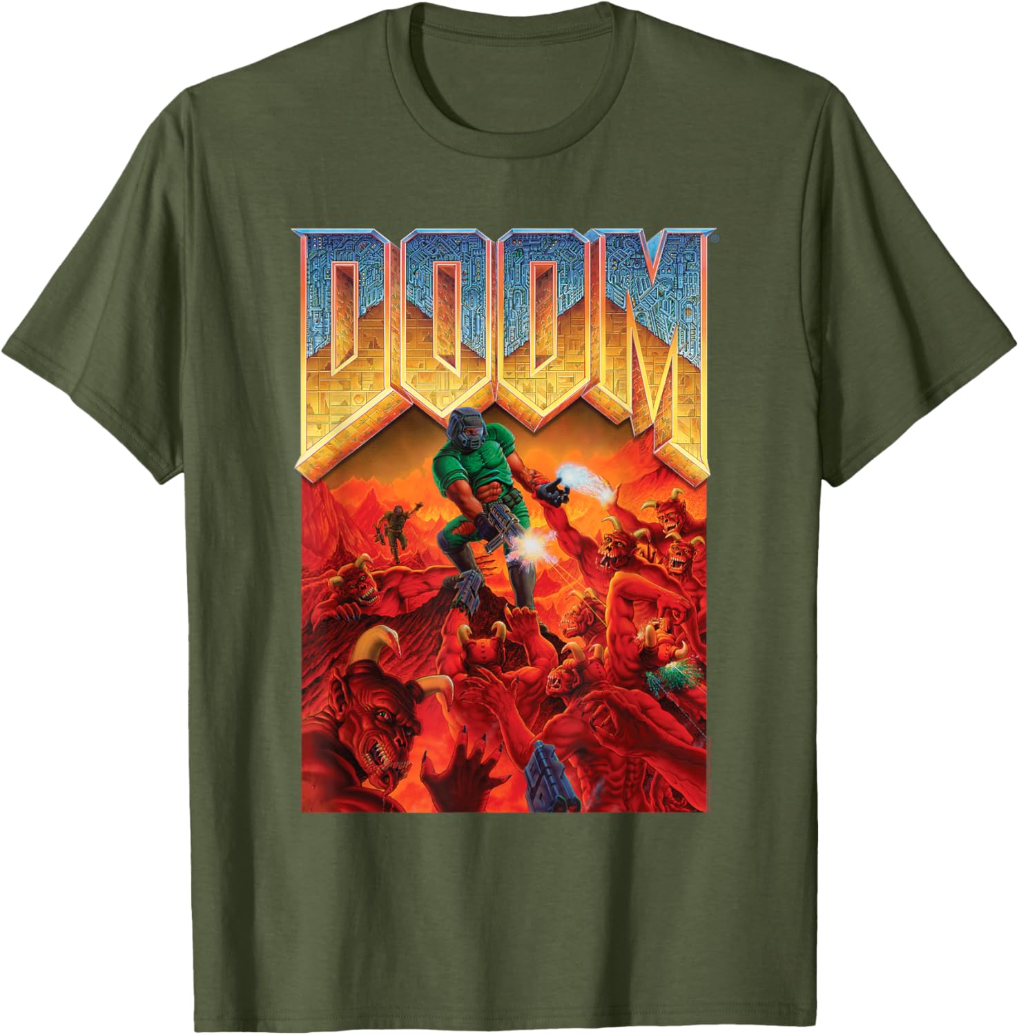 DOOM 1993 Video Game Cover Art T-Shirt for Retro Game Fans - 1