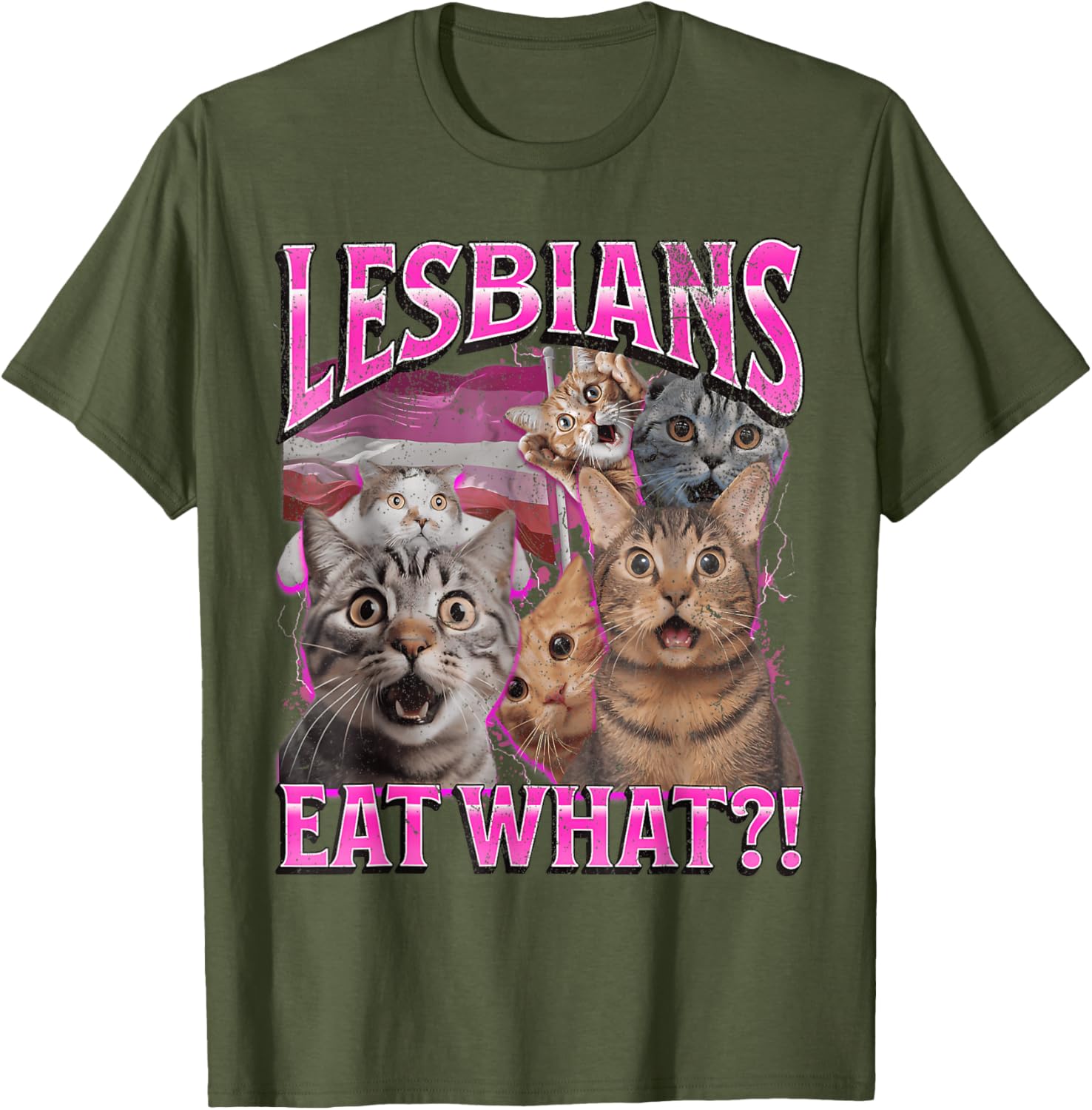 Funny Cat LGBTQ Pride T-Shirt with Lesbians Eat What Pun - Great Gift! - 15